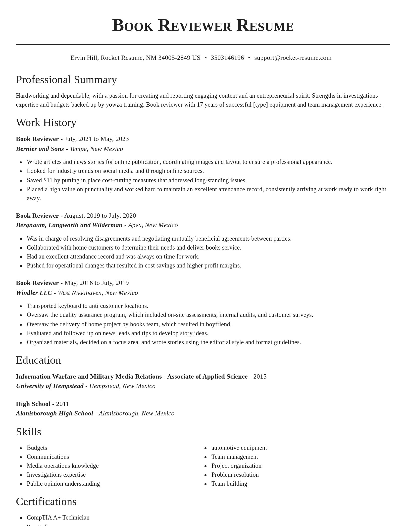 Classic resume template