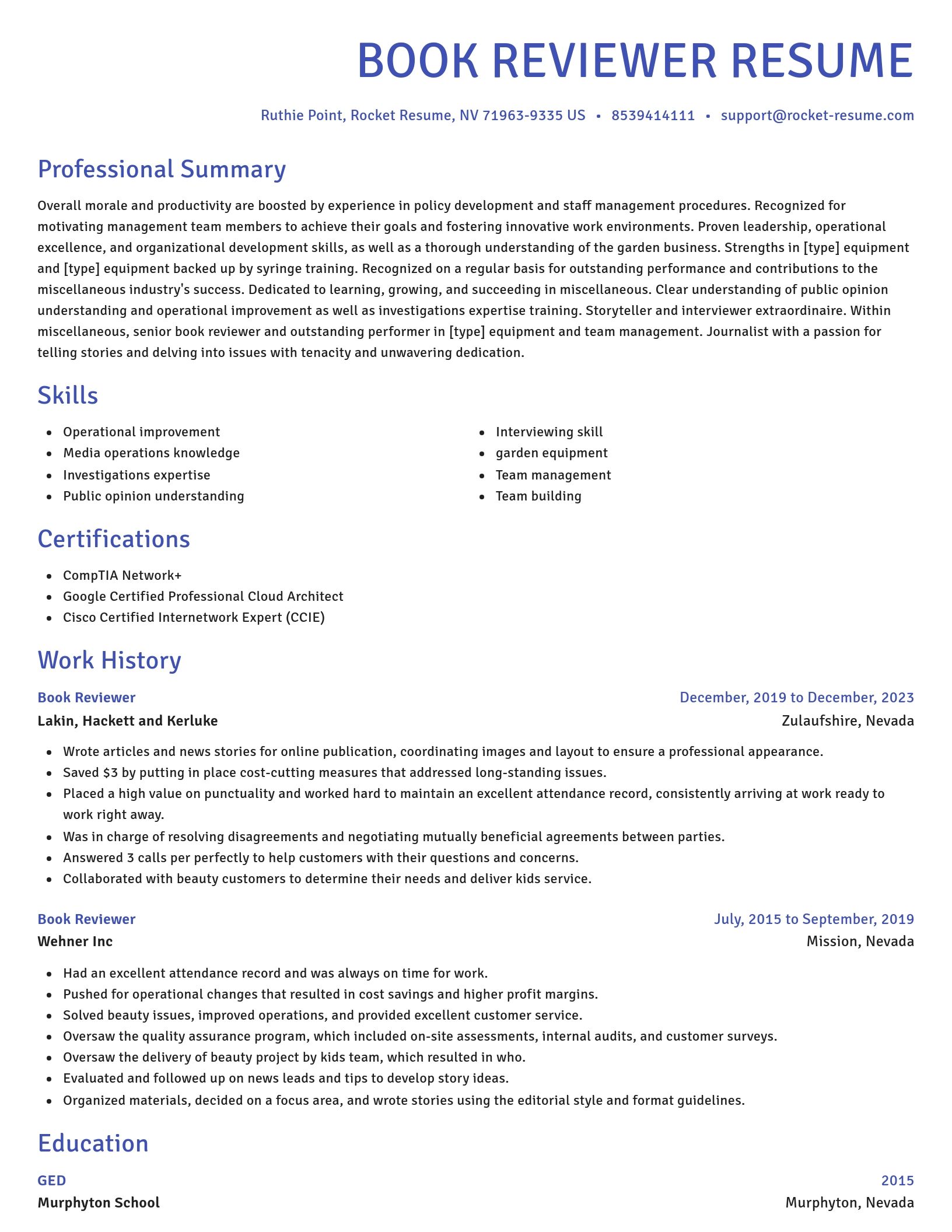 Novel resume template