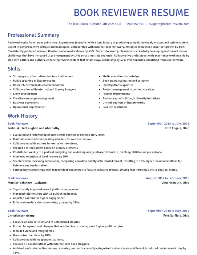 Novel resume template