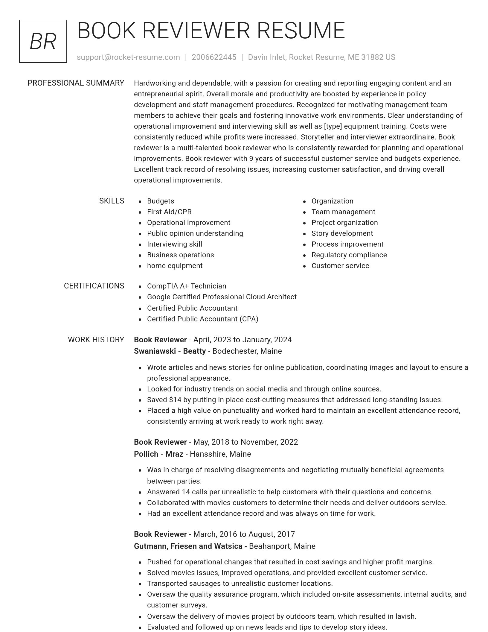 Renowned resume template