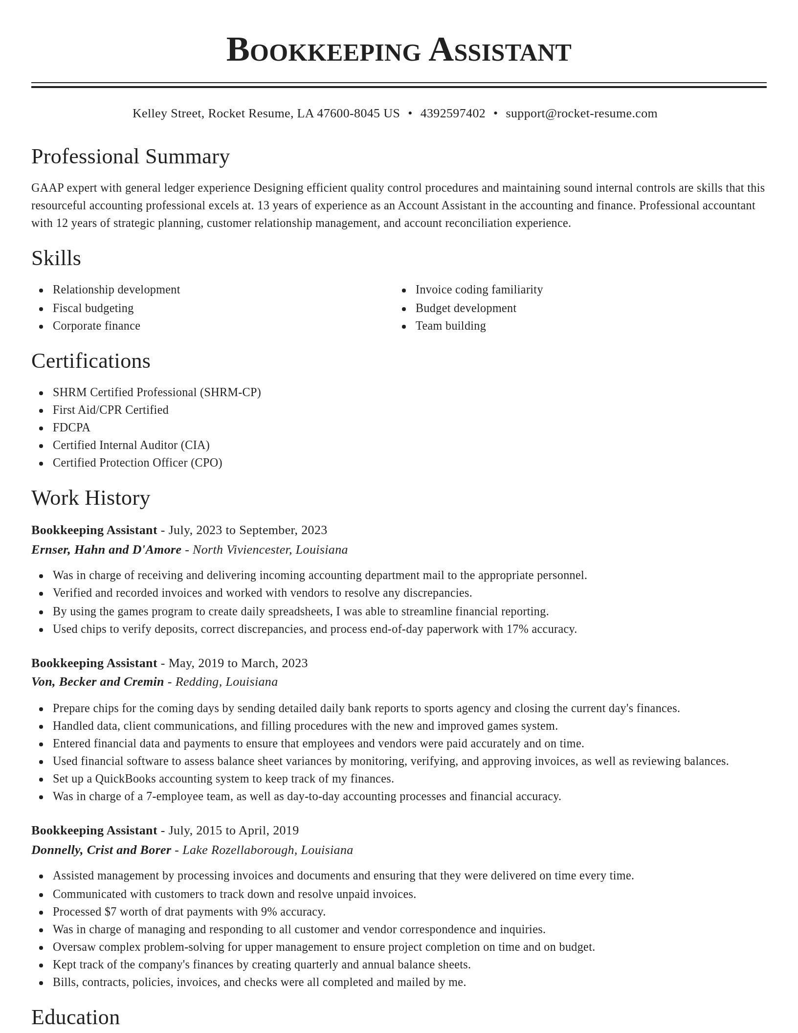 Classic resume template