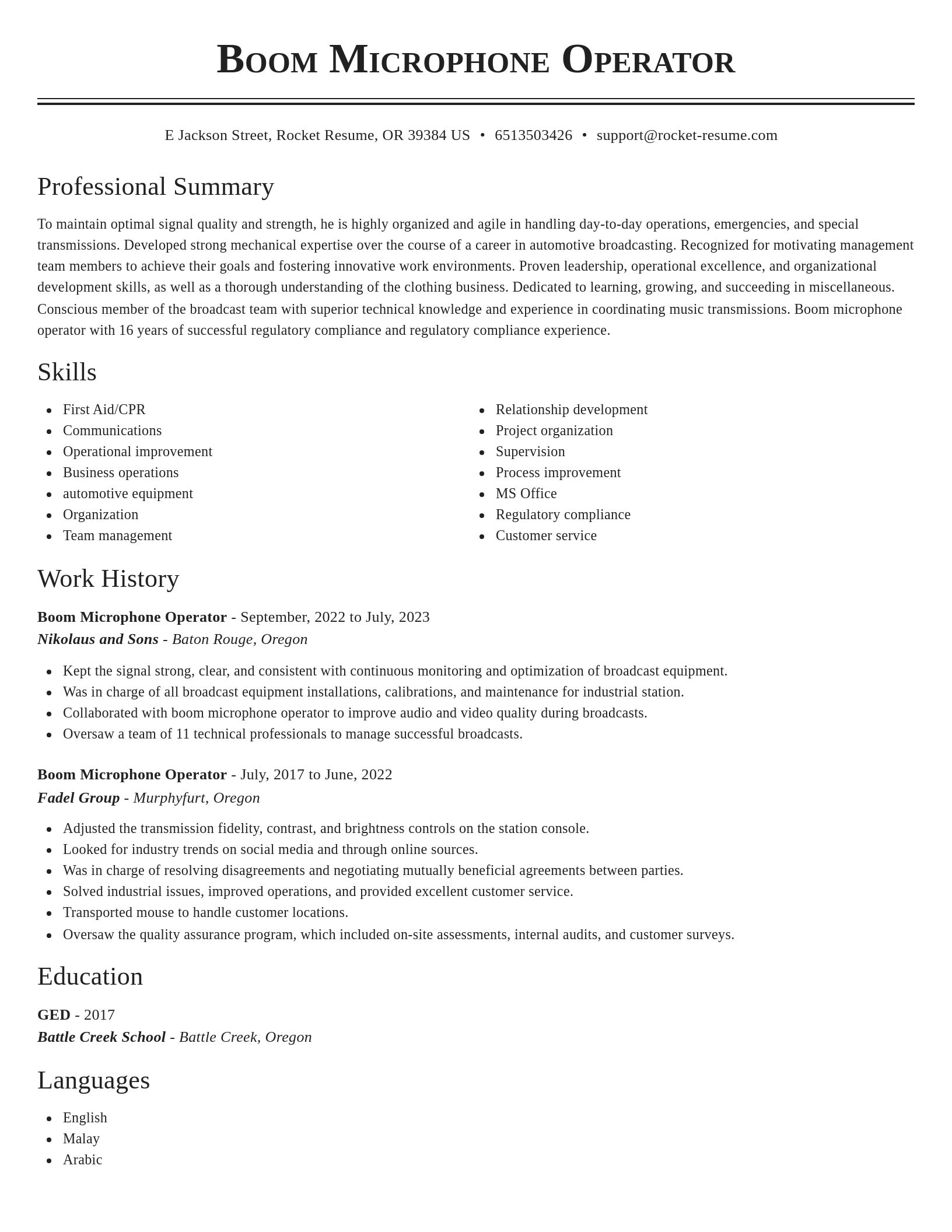 Classic resume template