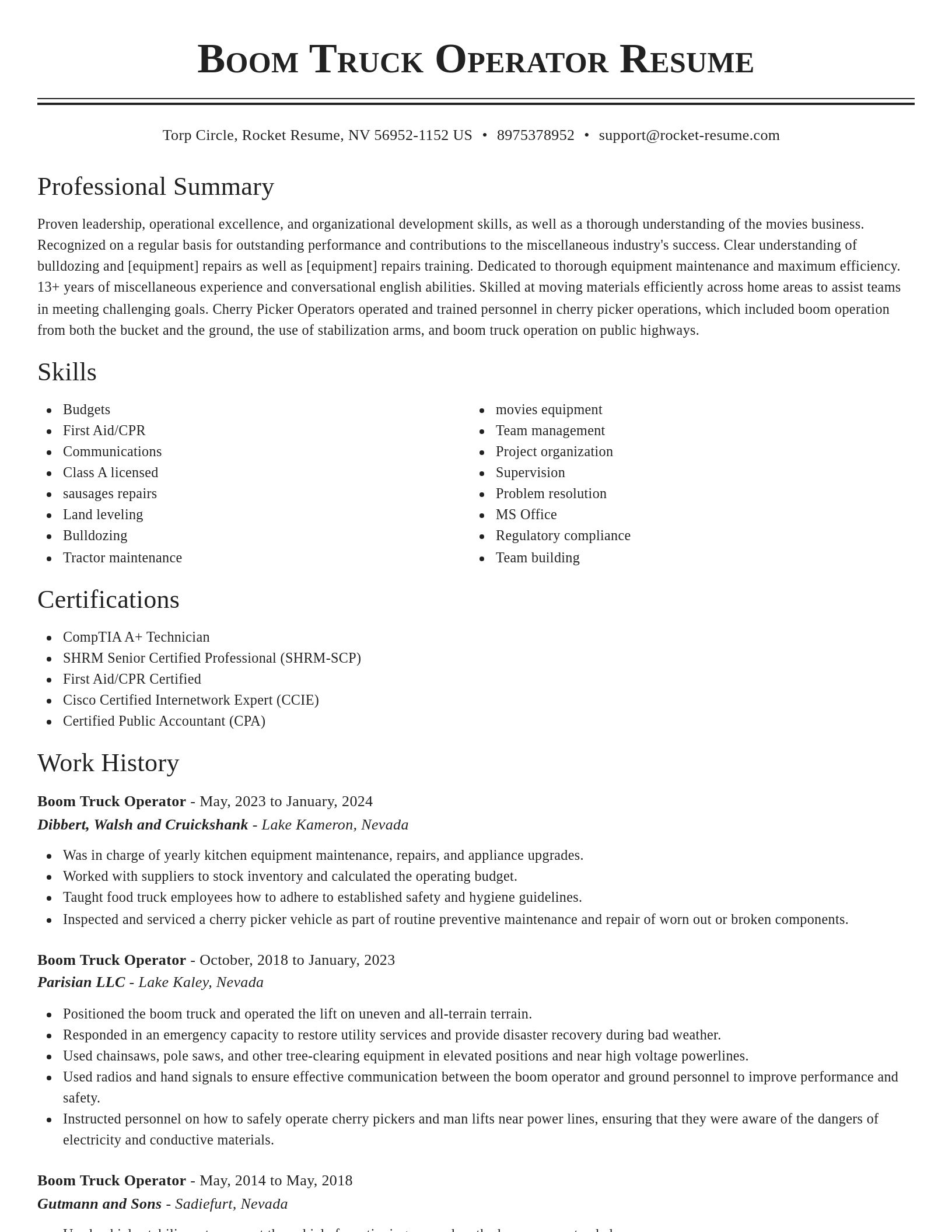 Classic resume template