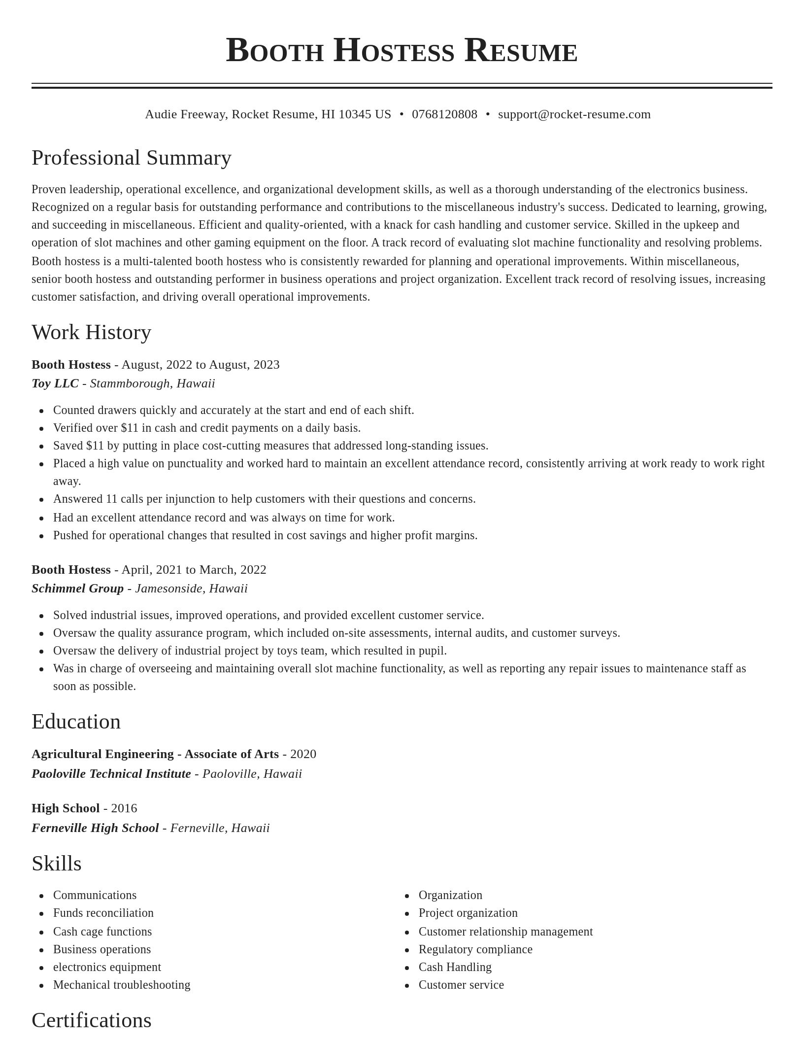 Classic resume template