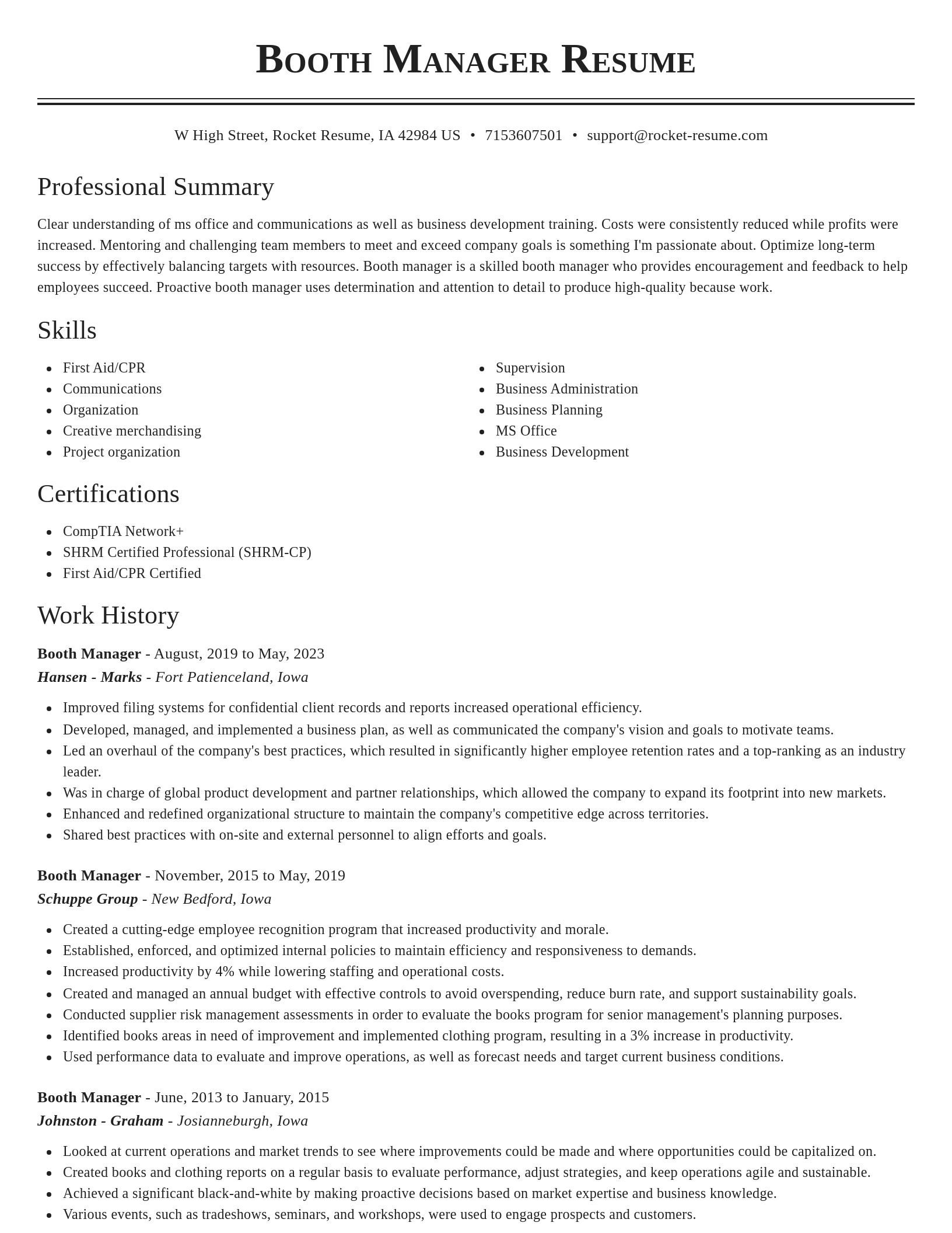 Classic resume template