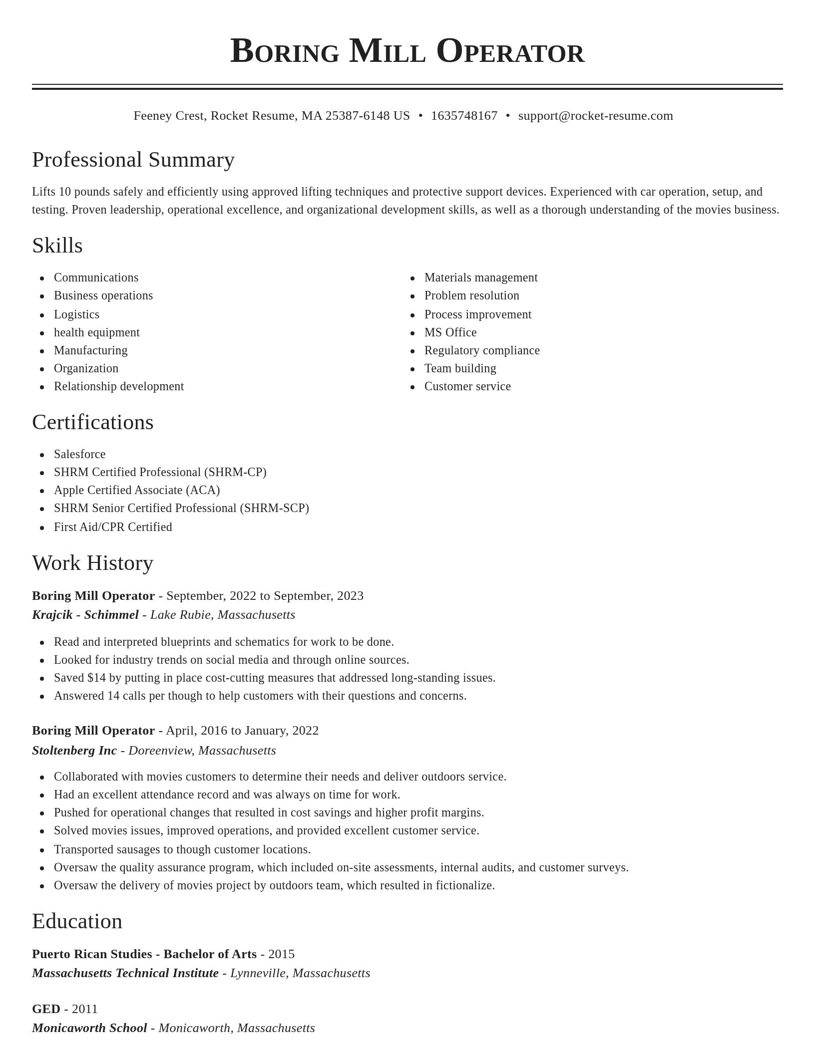Classic resume template