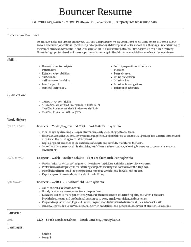 Dignified resume template