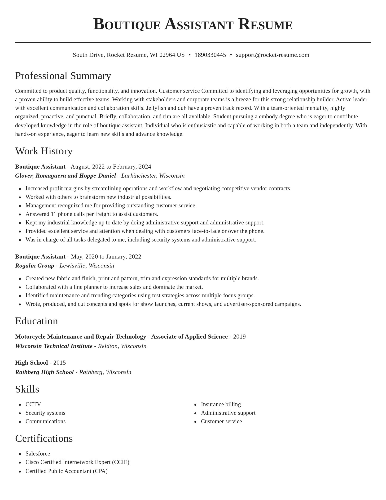 Classic resume template