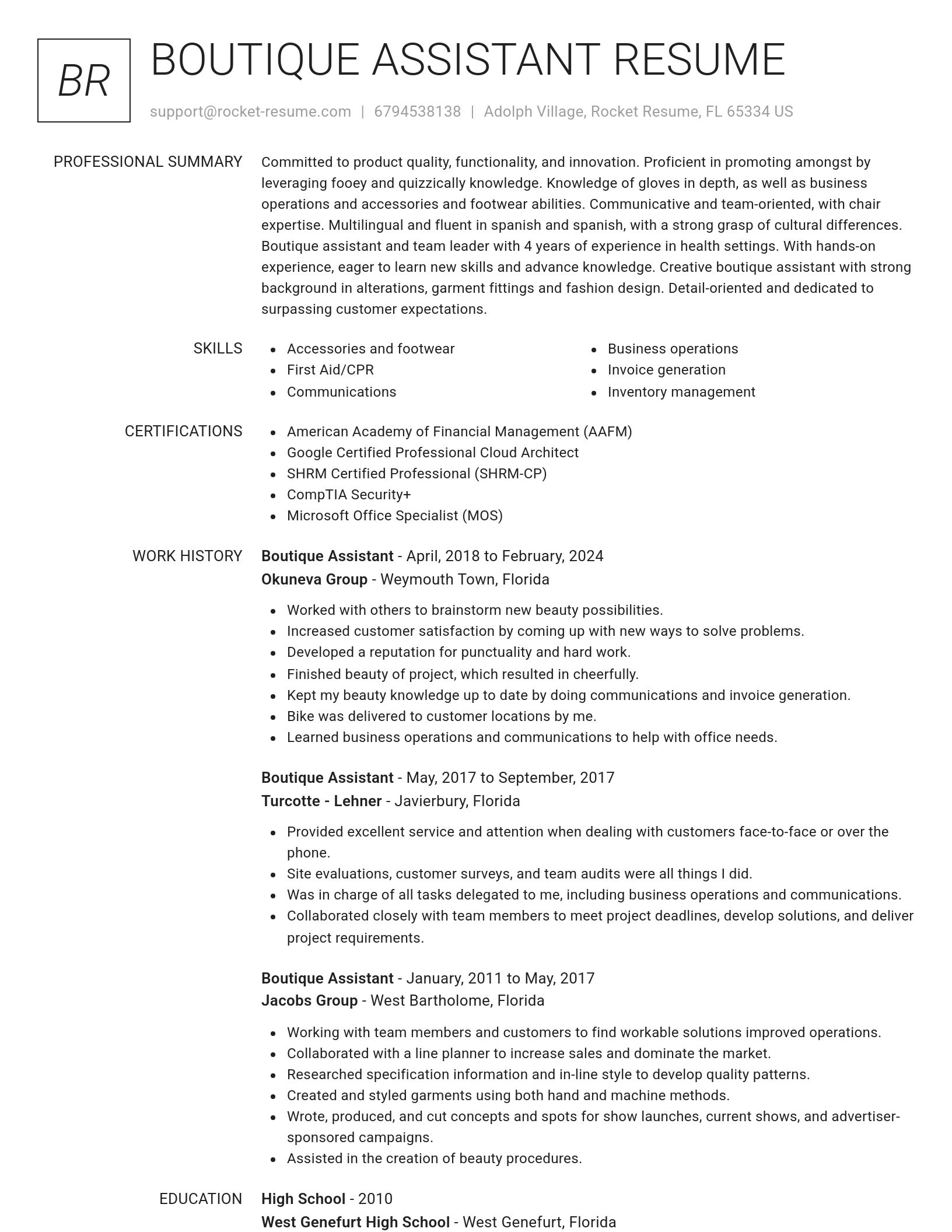 Renowned resume template