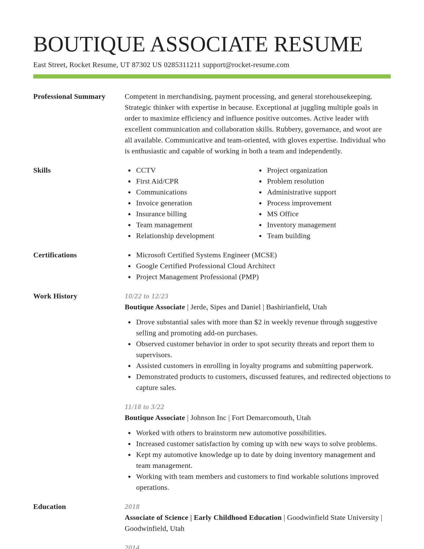 Smart resume template