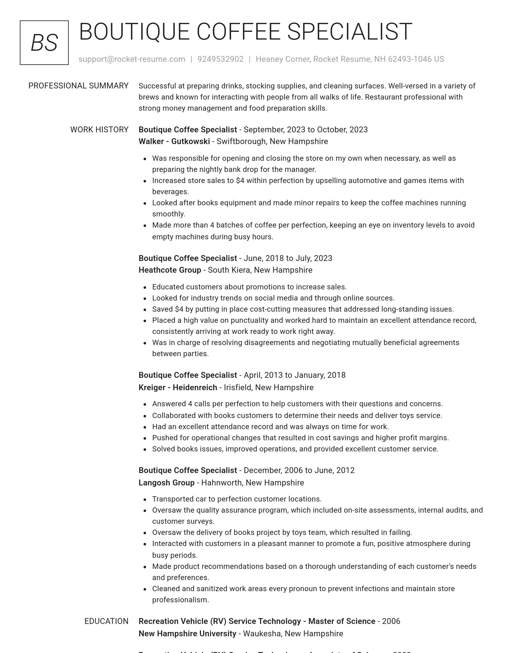 Renowned resume template