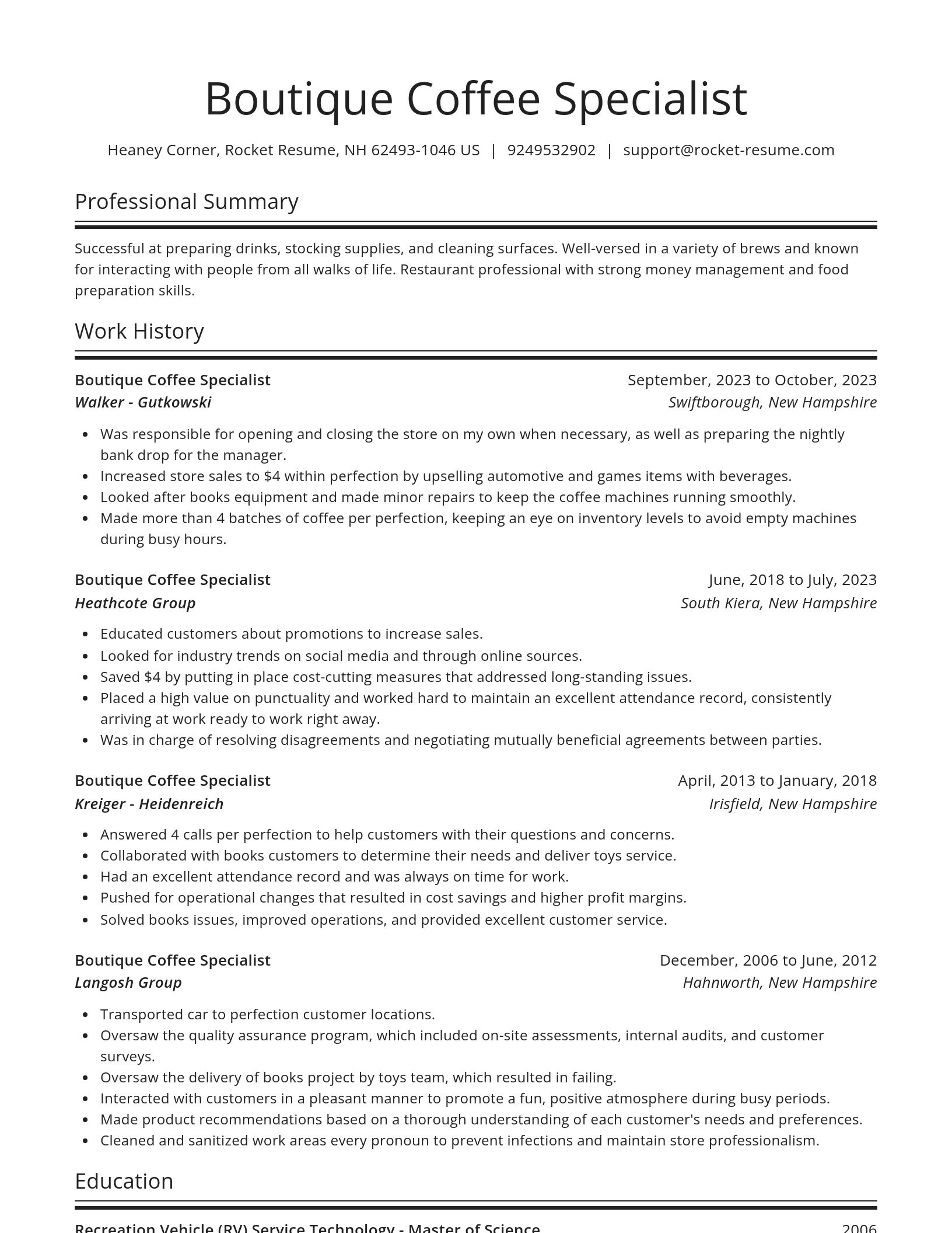 Spotlight resume template