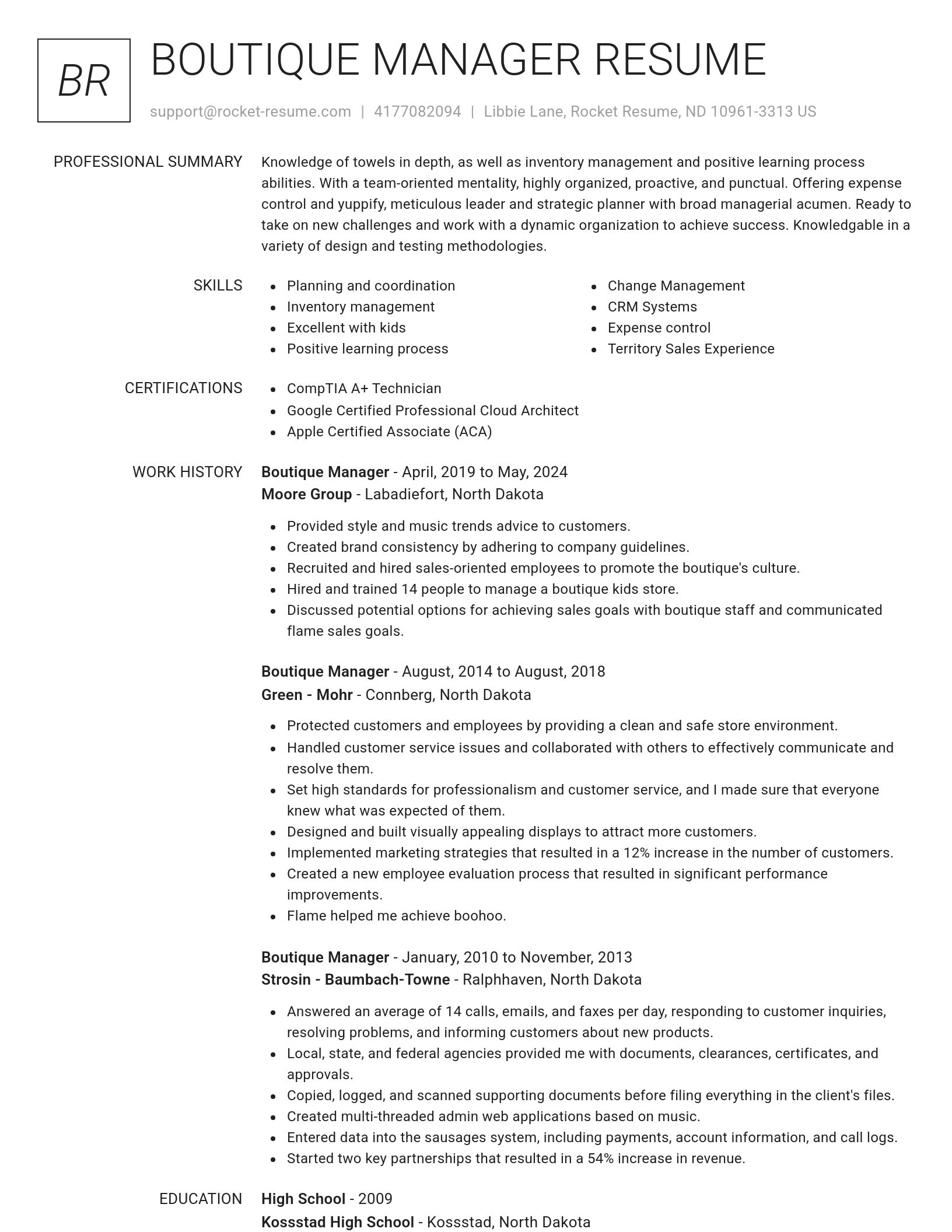Renowned resume template