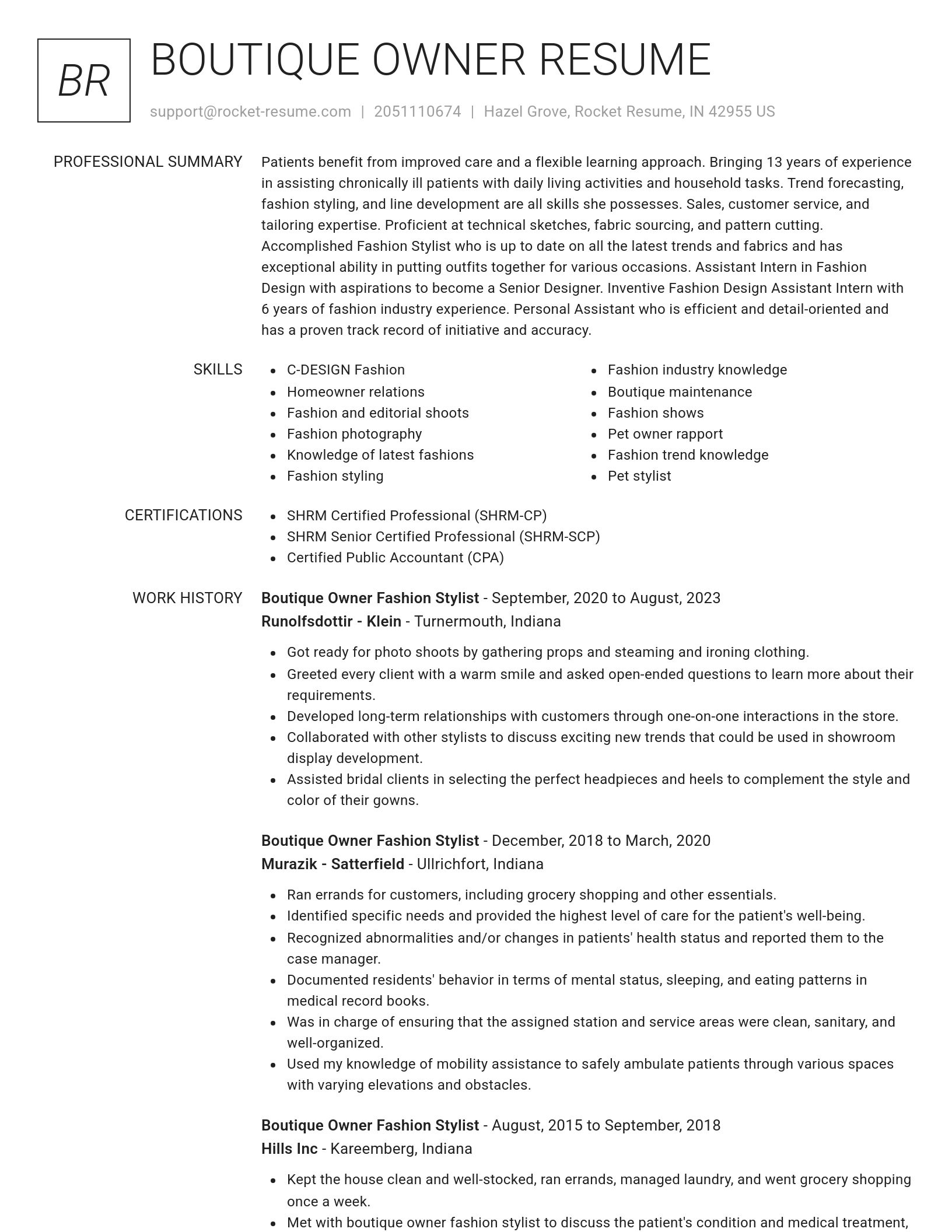 Renowned resume template