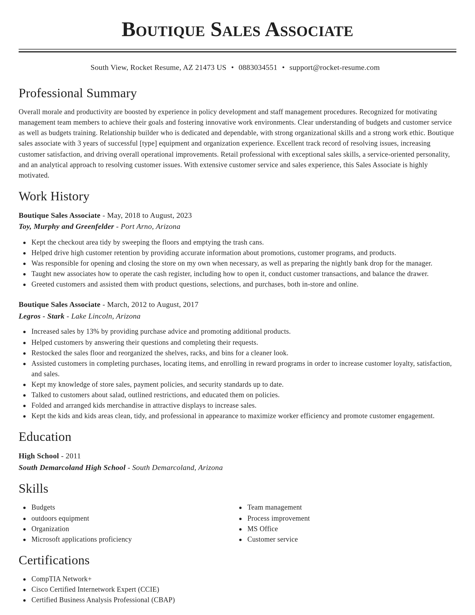Classic resume template