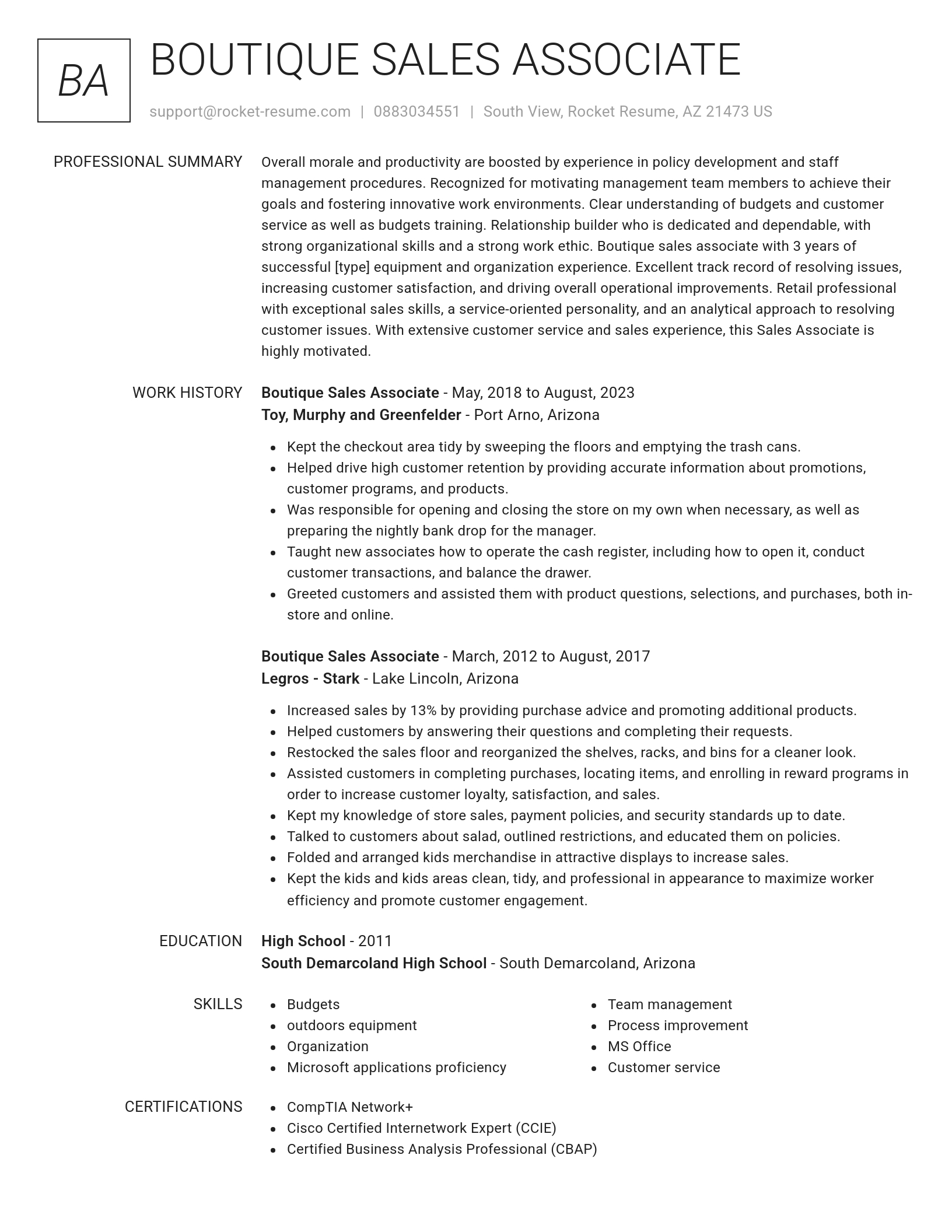 Renowned resume template