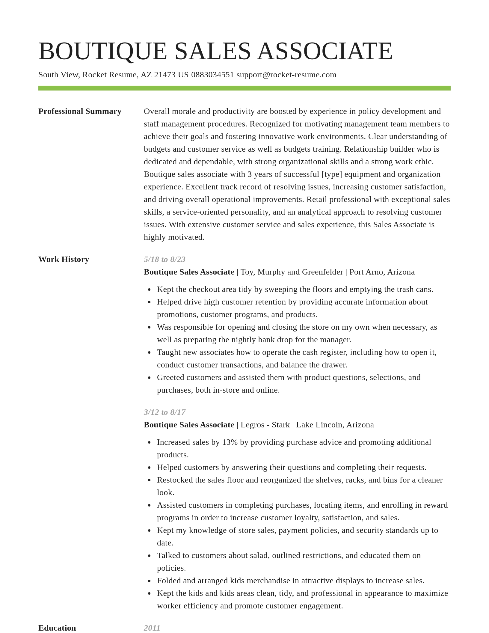 Smart resume template