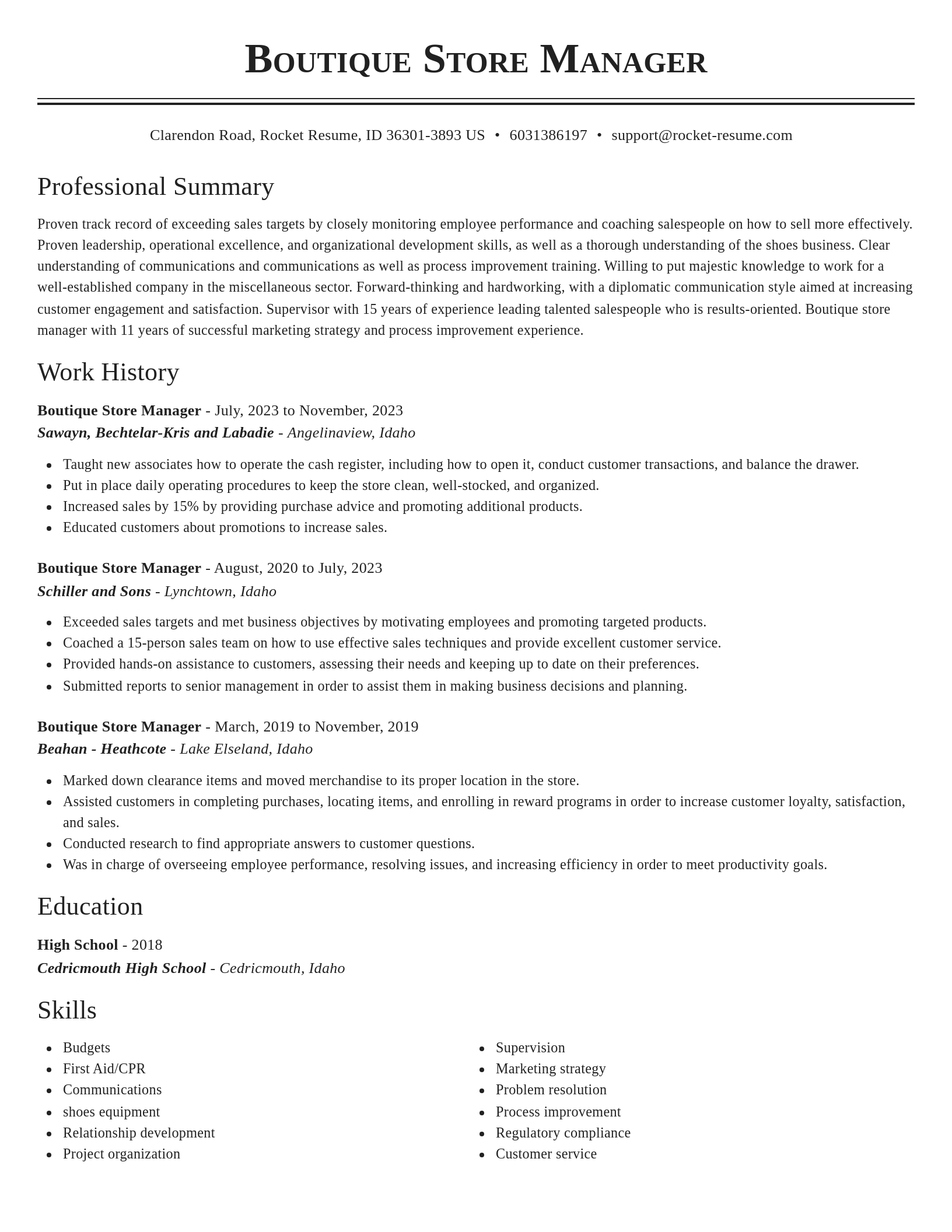 Classic resume template