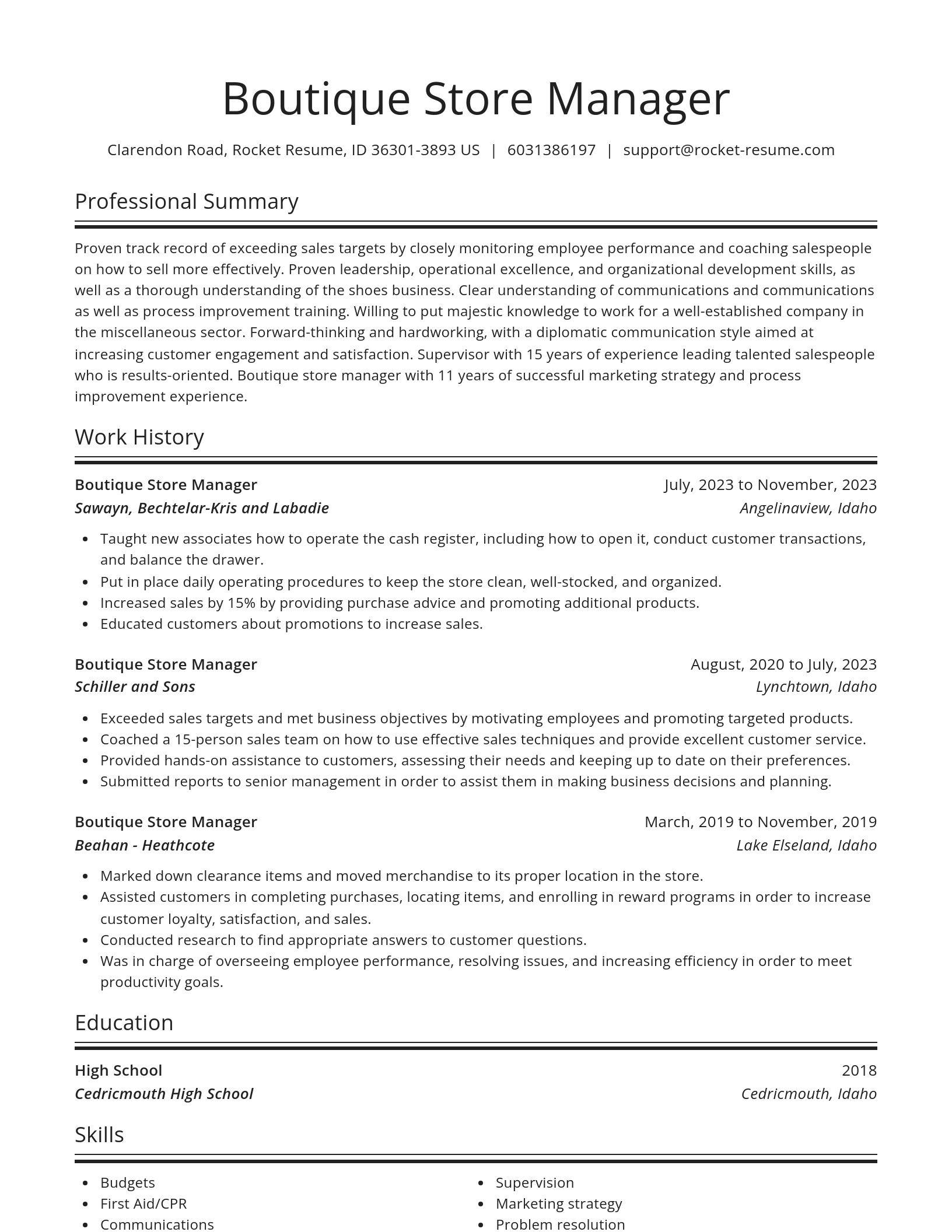 Spotlight resume template