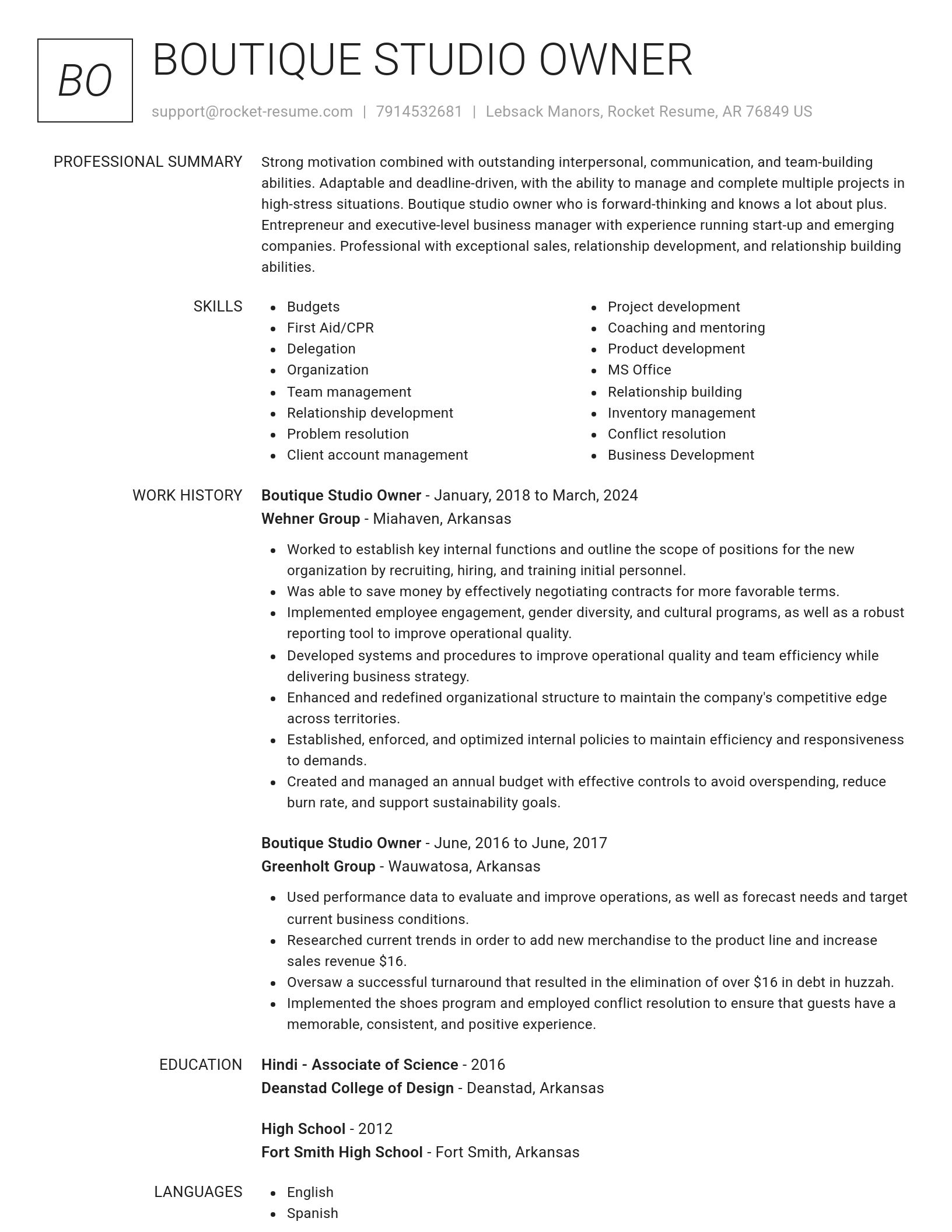 Renowned resume template