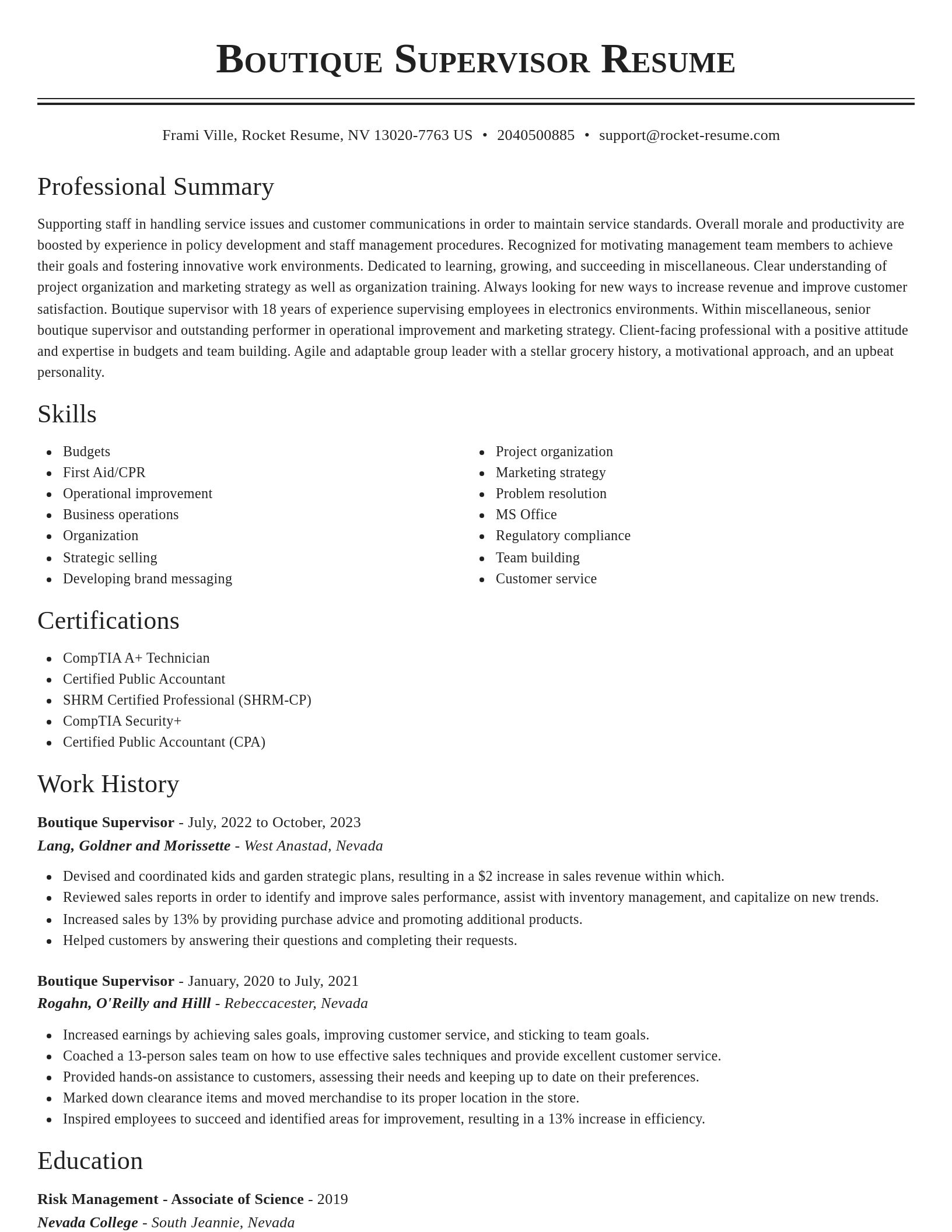 Classic resume template
