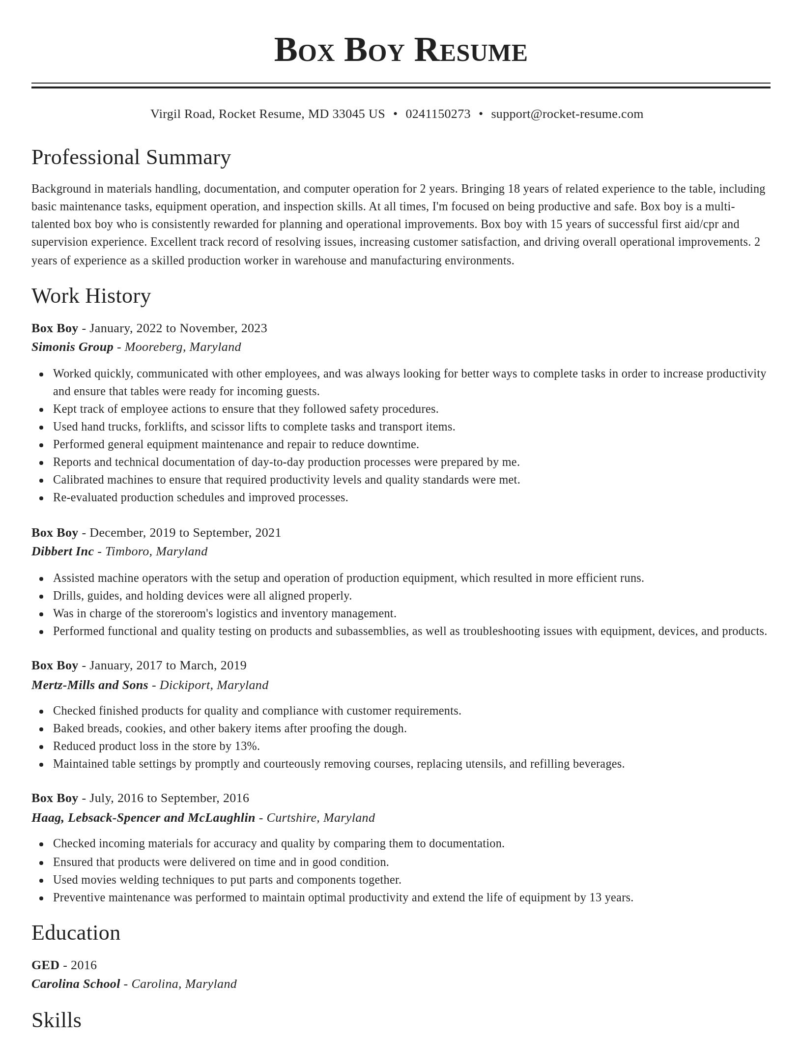 Classic resume template