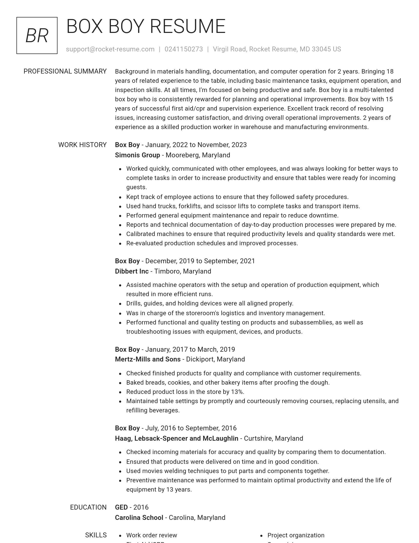 Renowned resume template