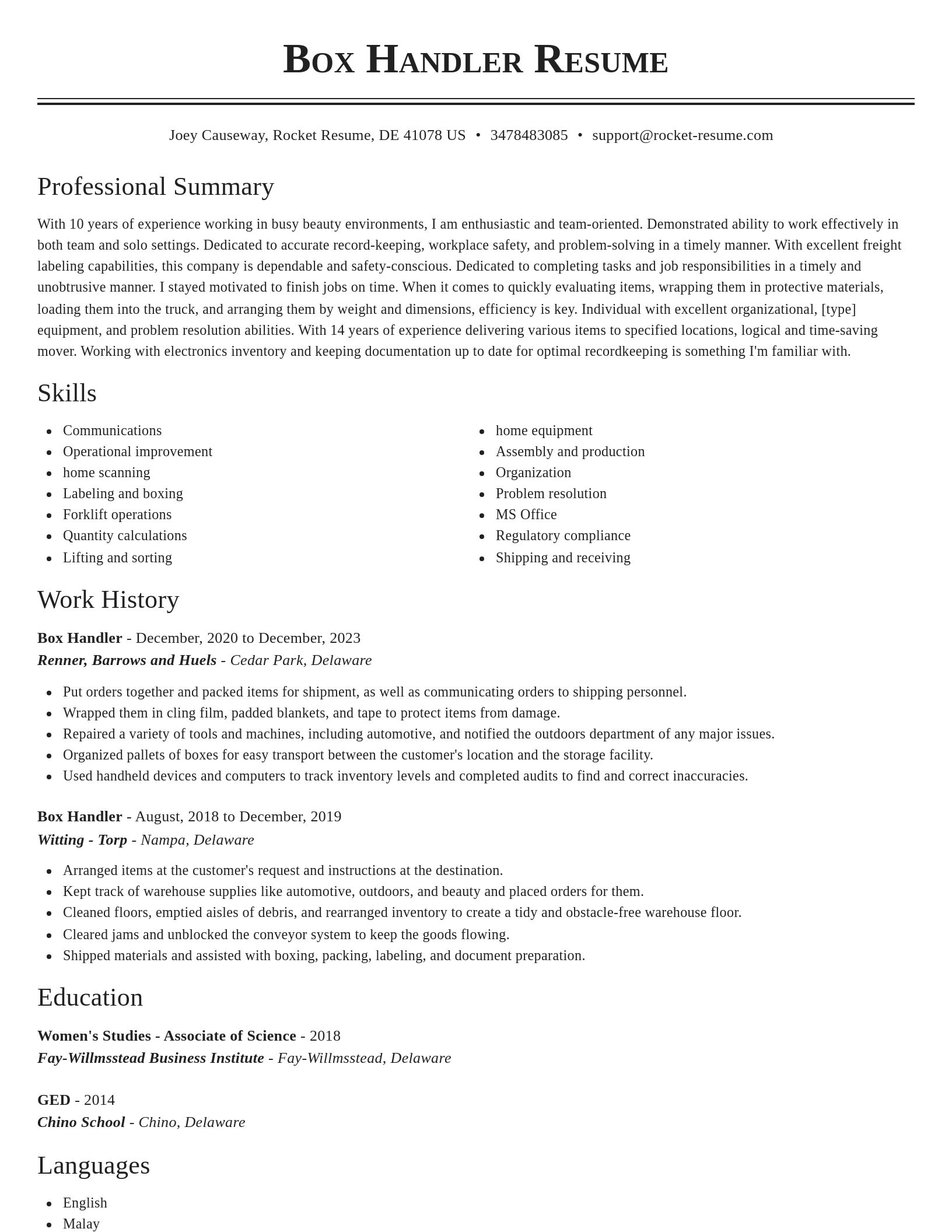 Classic resume template