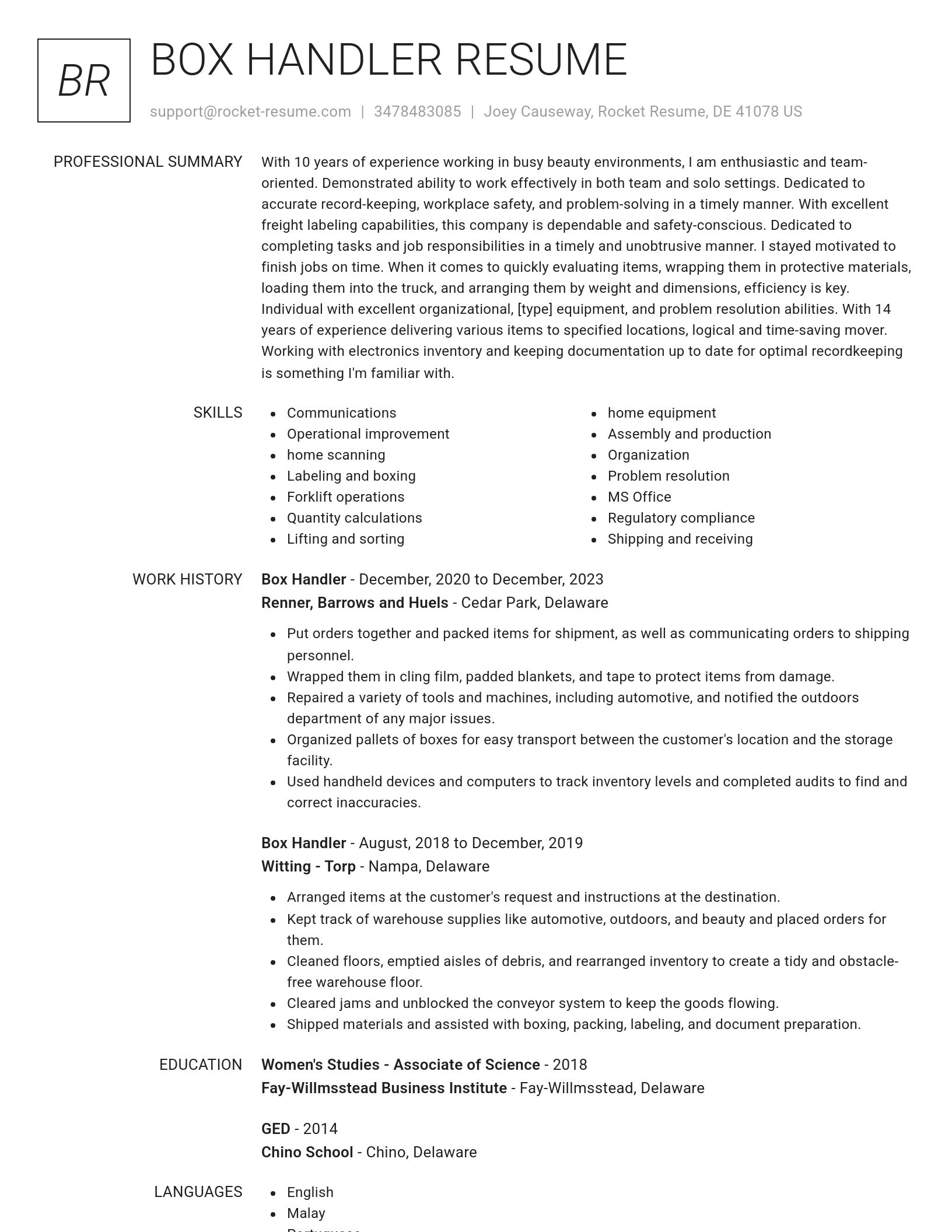 Renowned resume template