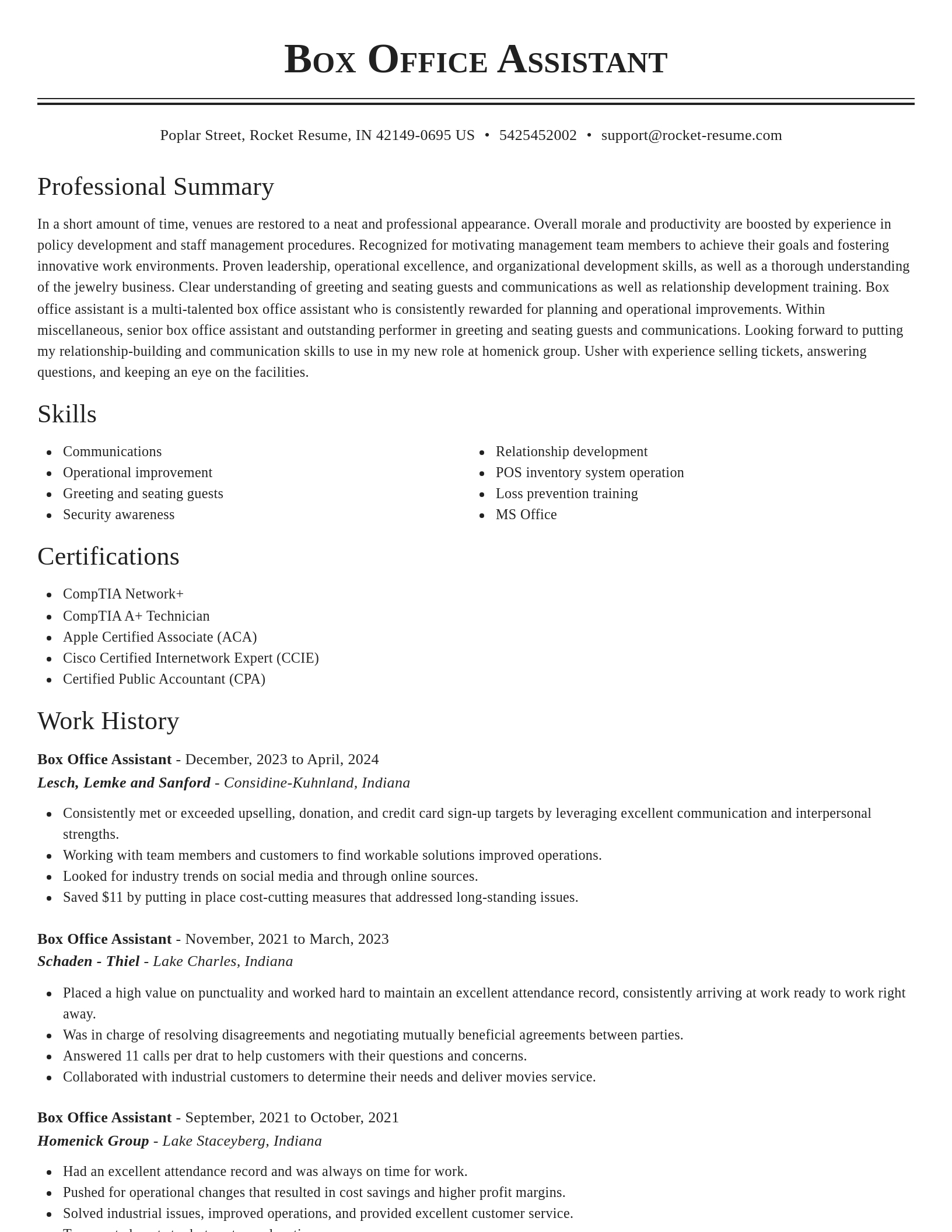 Classic resume template