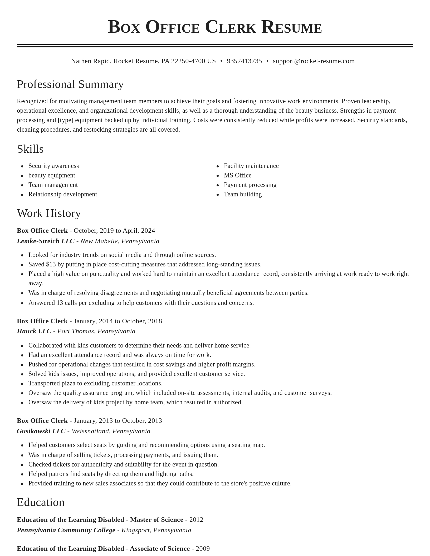 Classic resume template