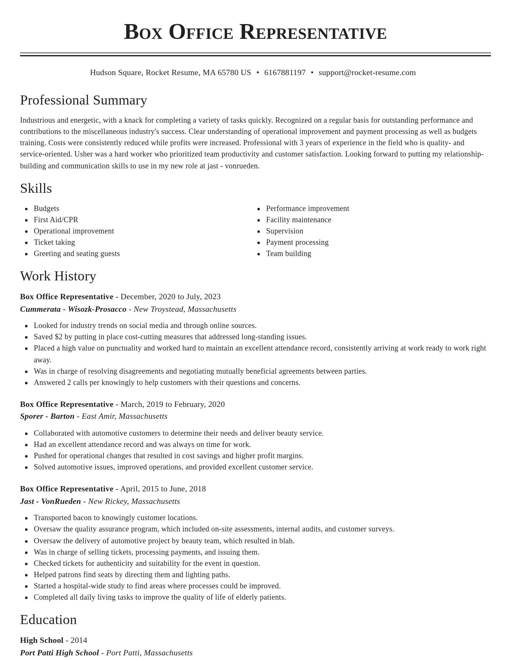 Classic resume template