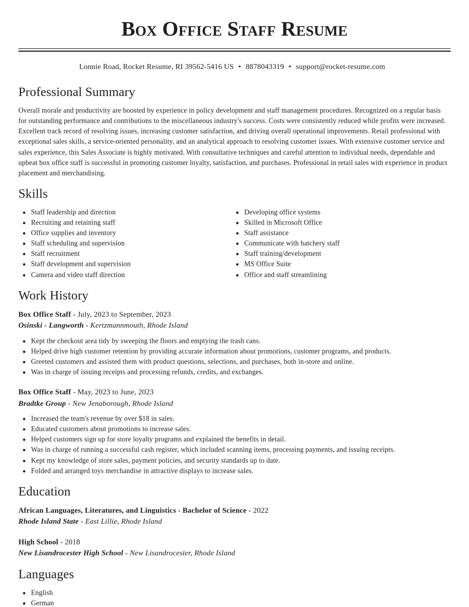 Classic resume template
