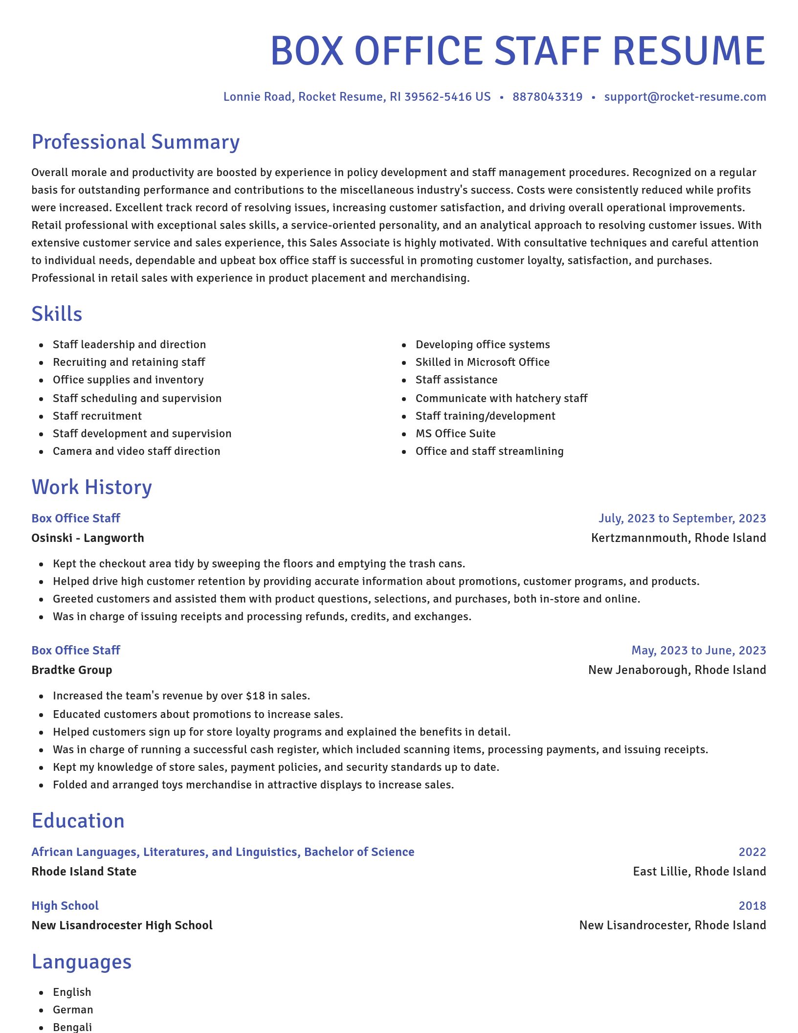 Novel resume template