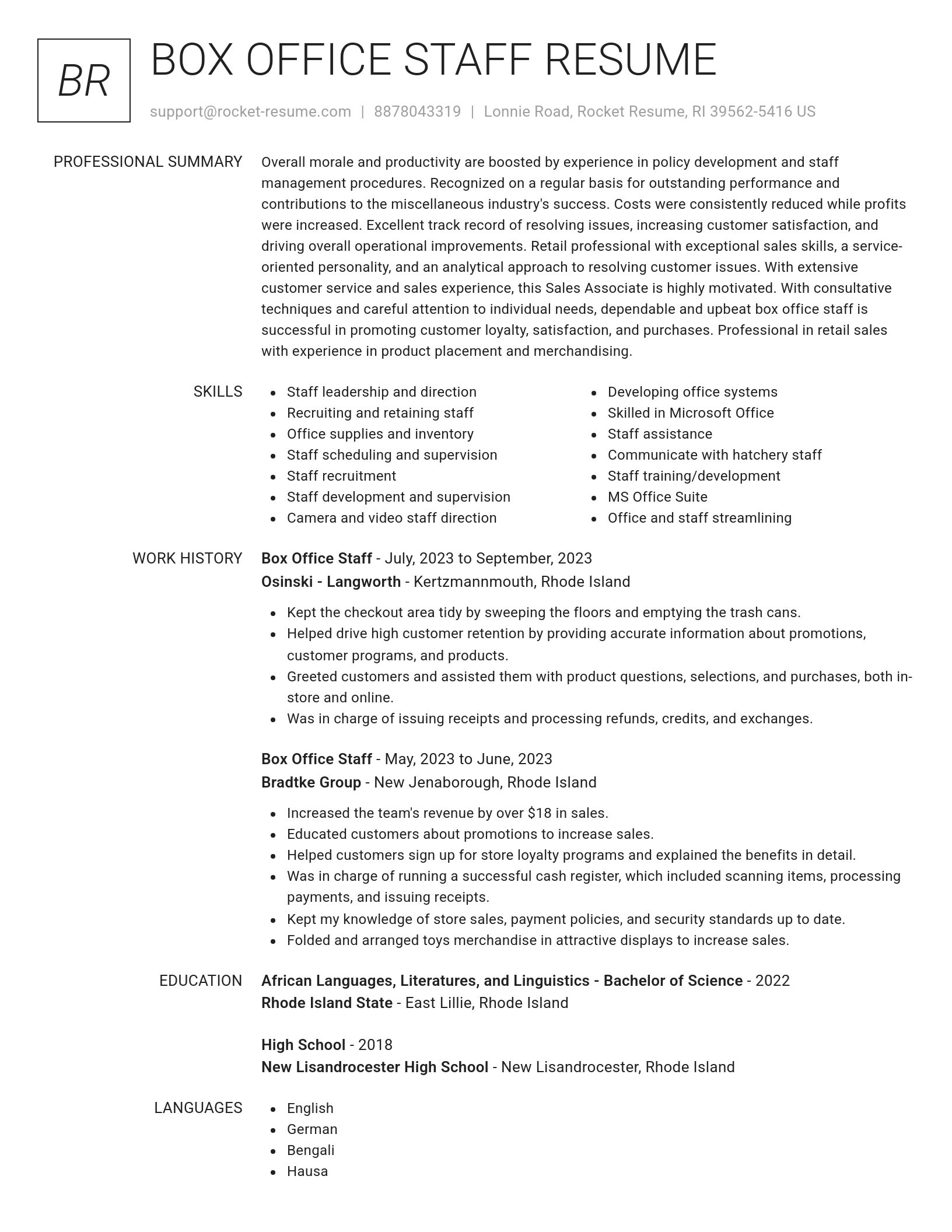 Renowned resume template