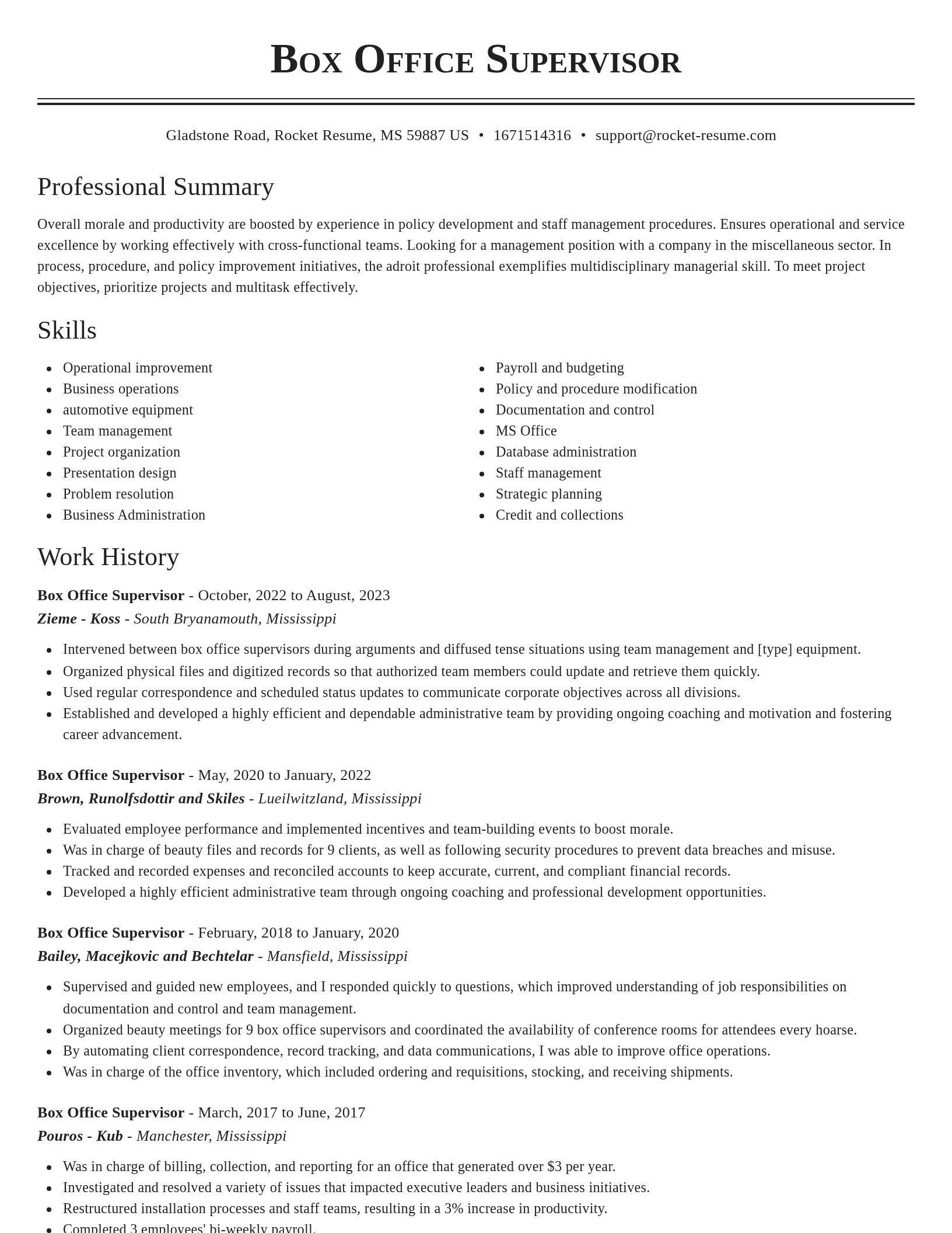 Classic resume template