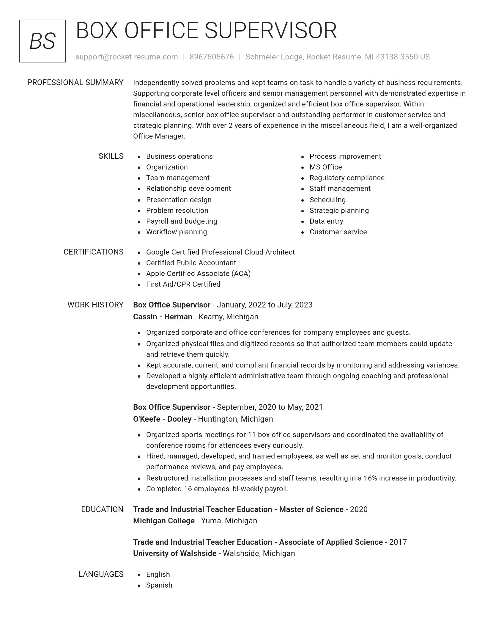 Renowned resume template