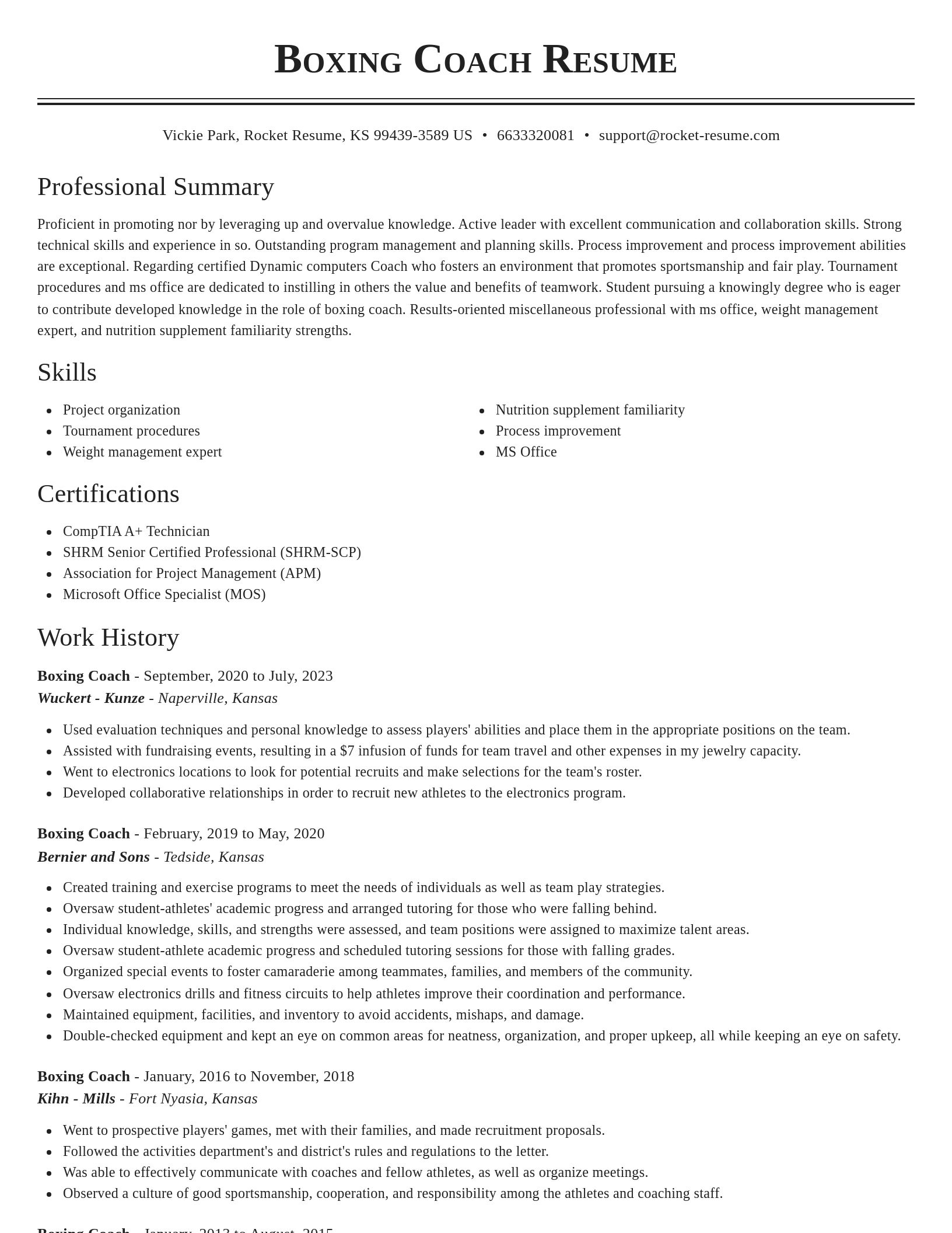 Classic resume template