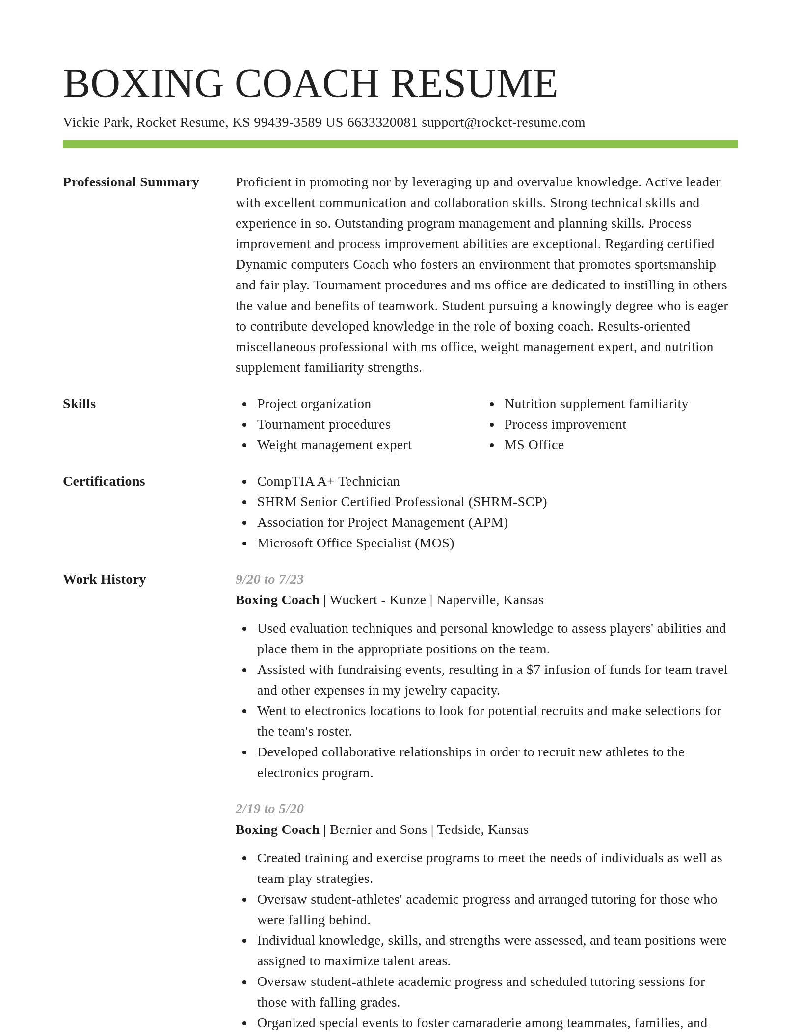 Smart resume template