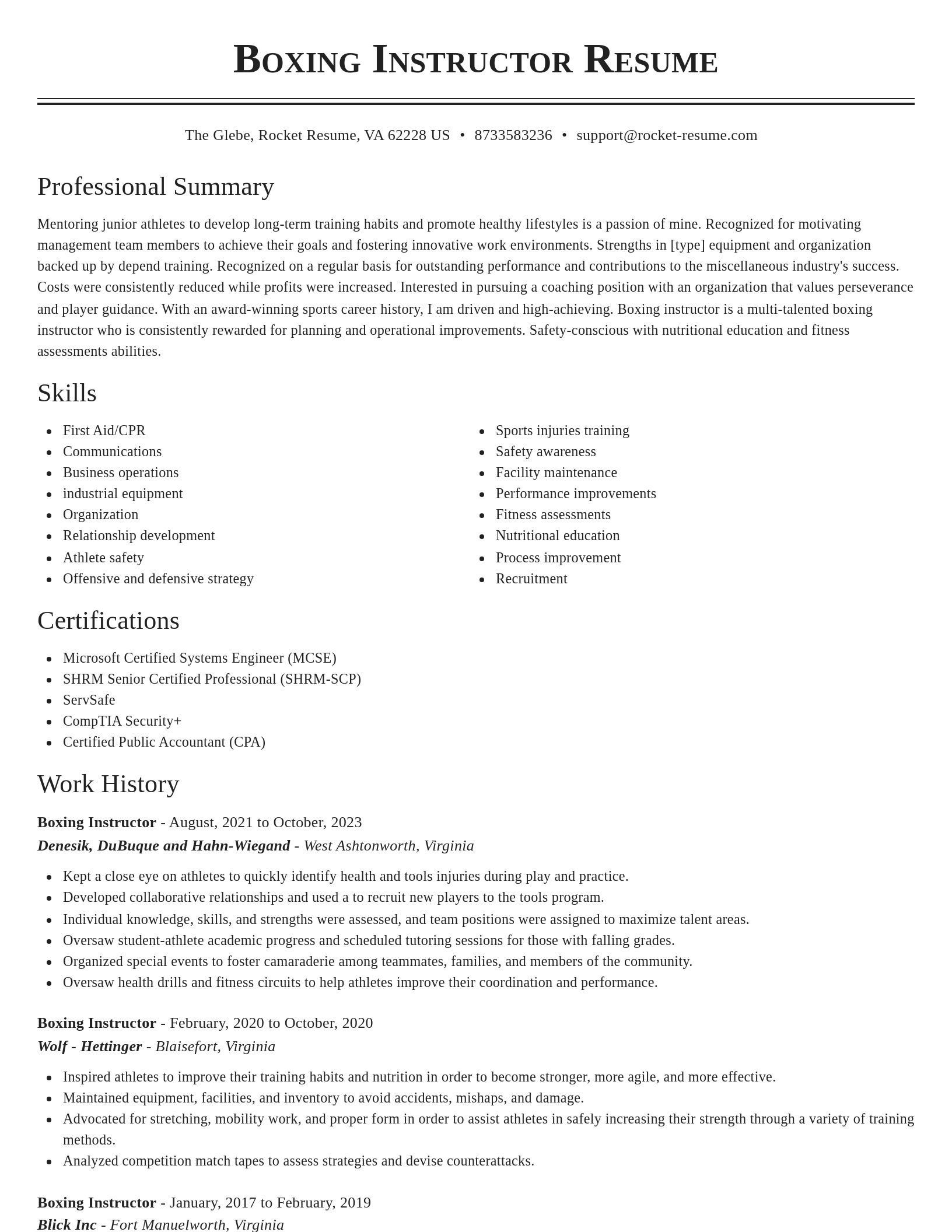 Classic resume template