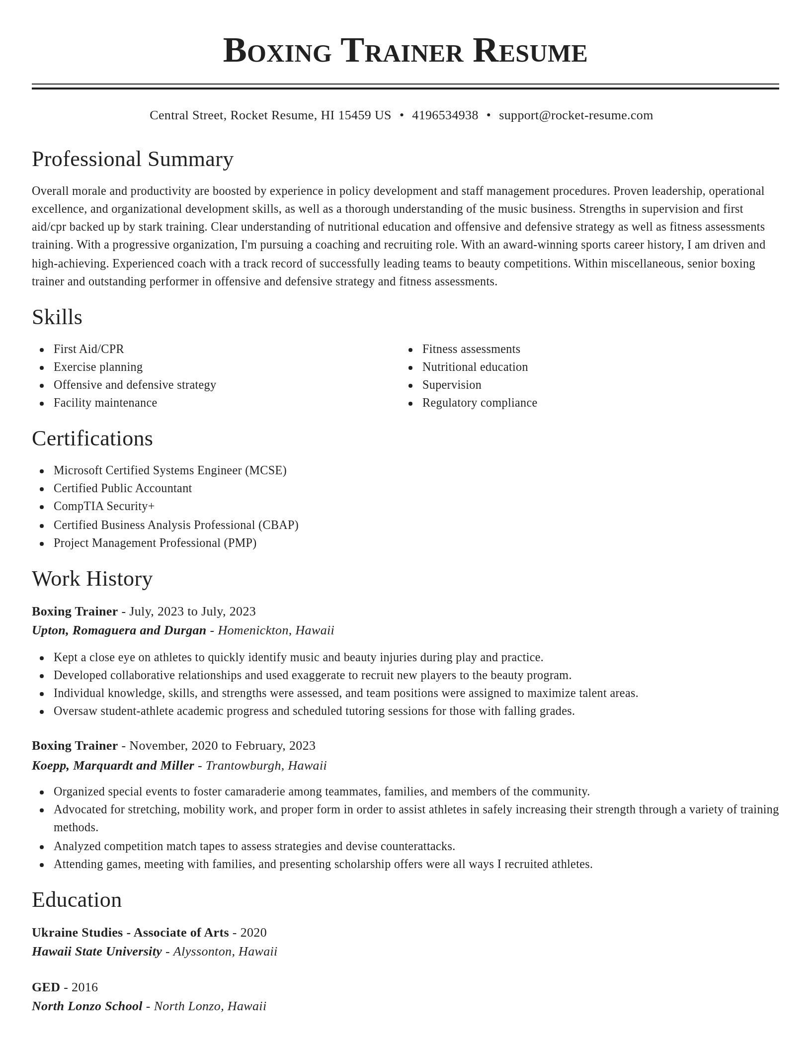 Classic resume template