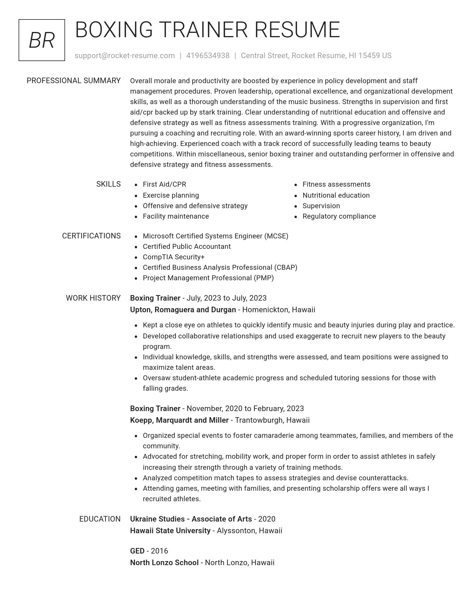 Renowned resume template