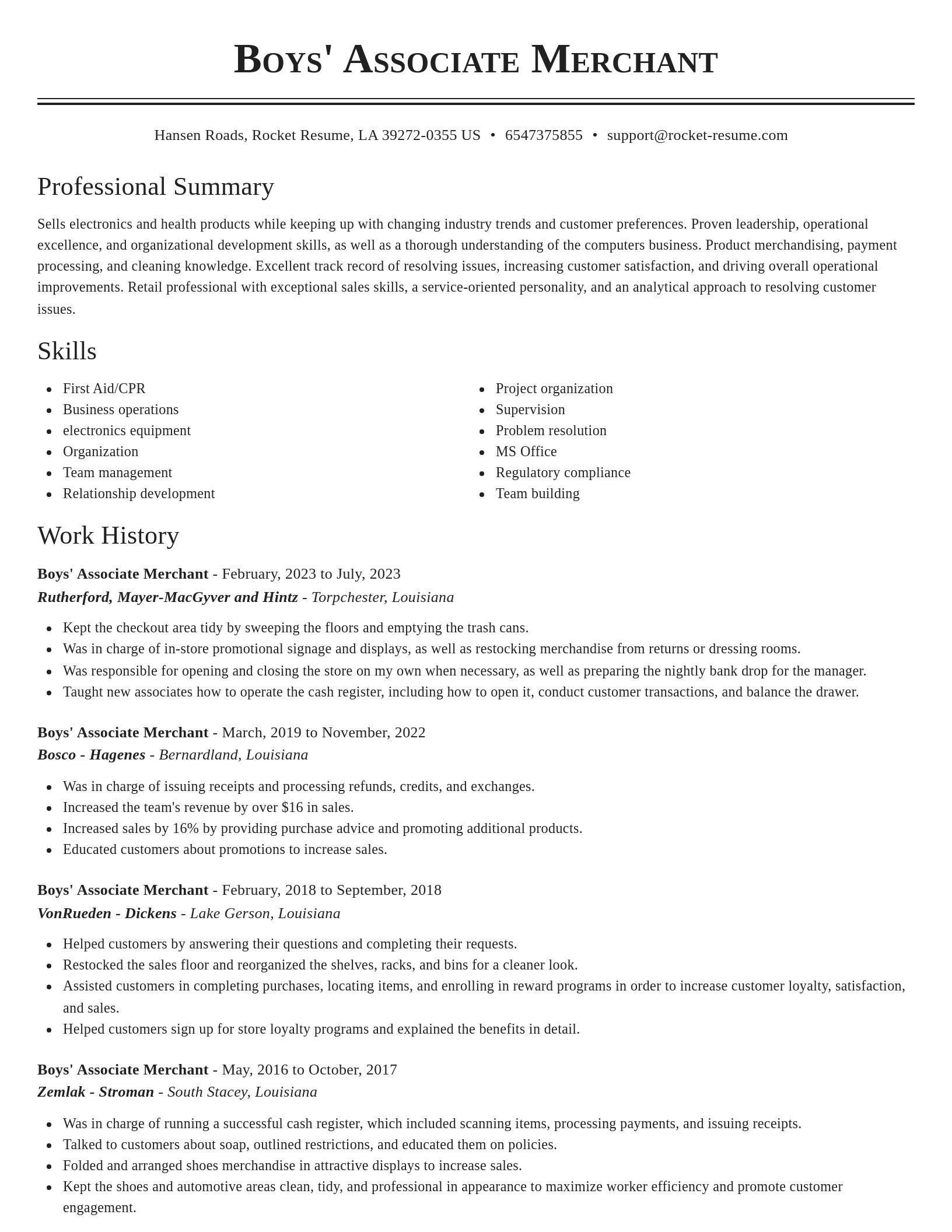 Classic resume template