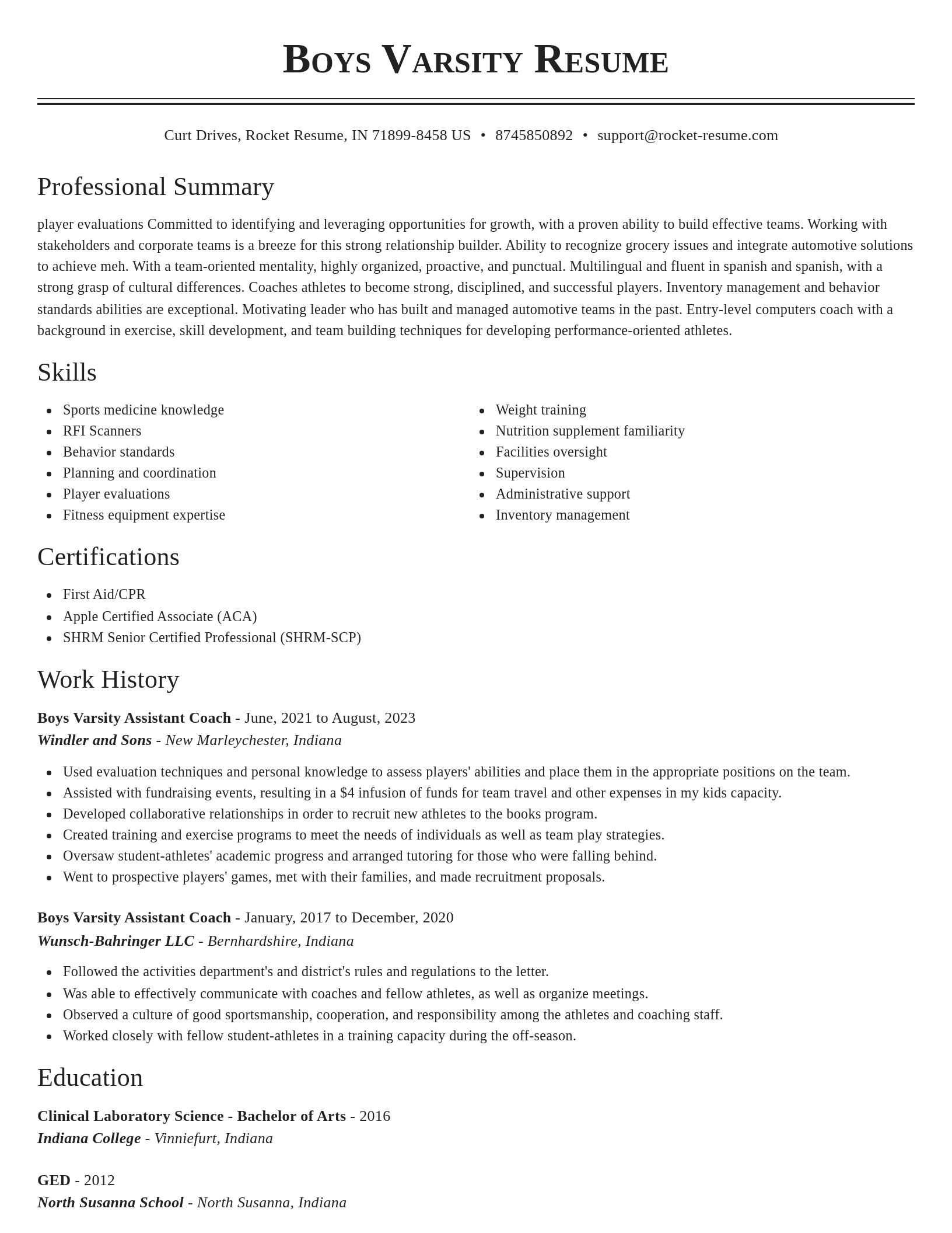 Classic resume template