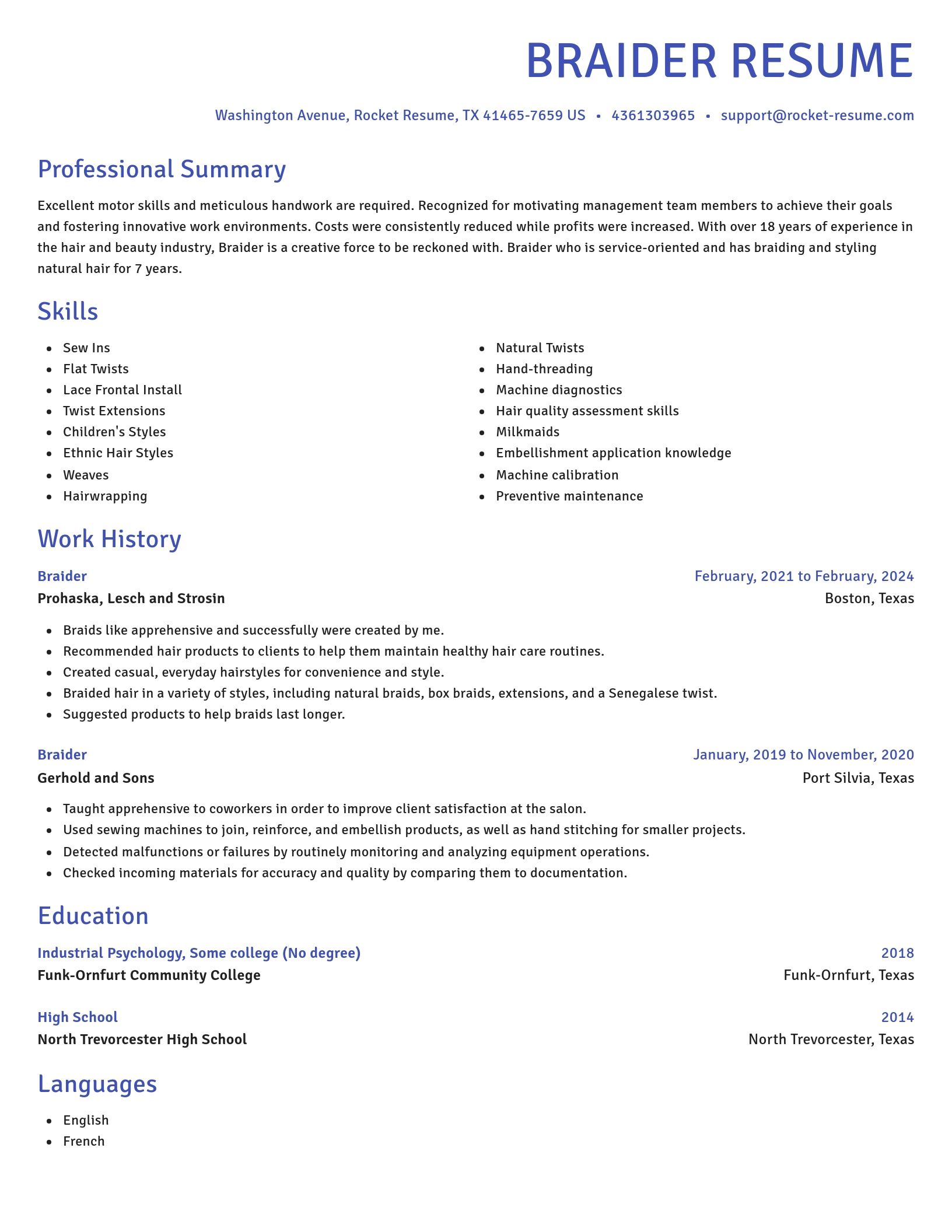 Novel resume template