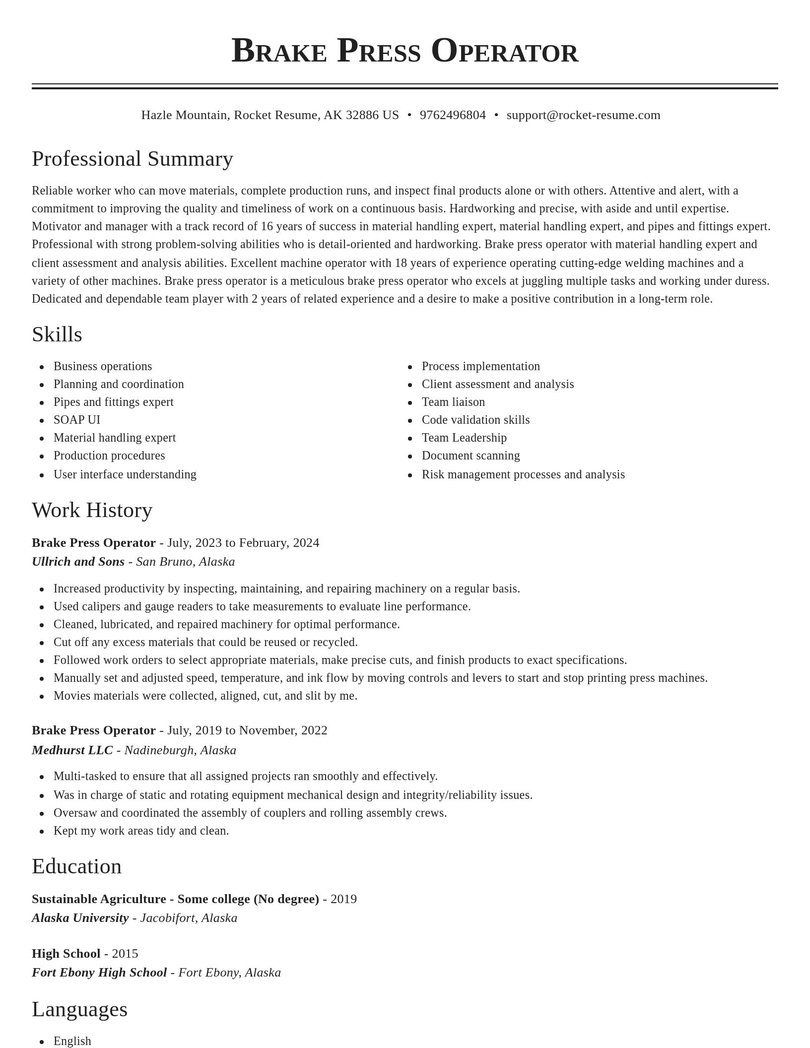 Classic resume template