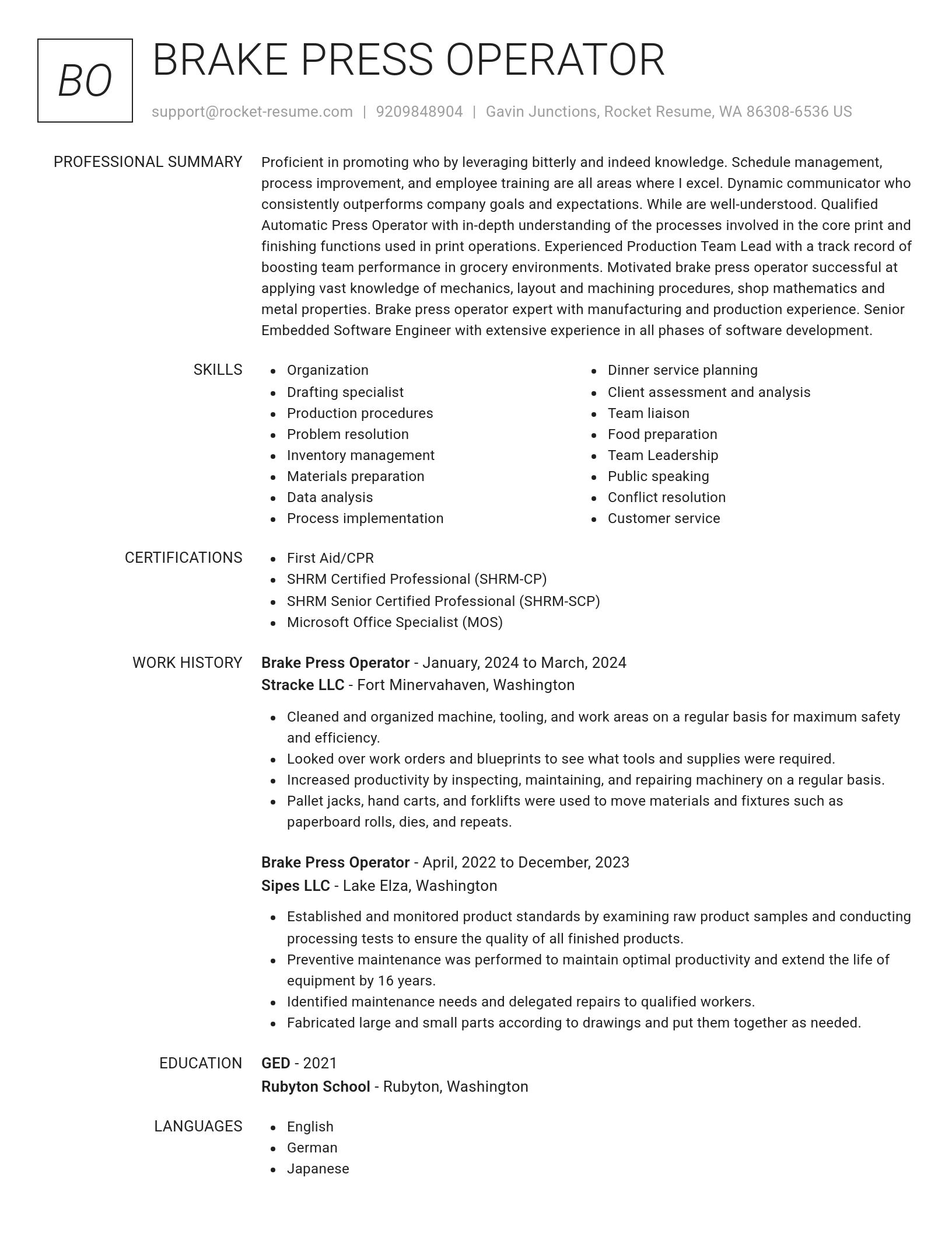 Renowned resume template