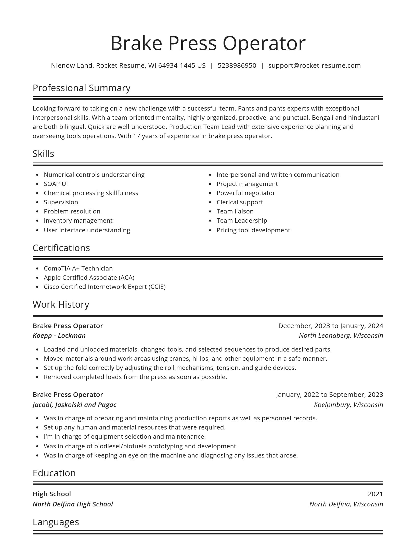 Spotlight resume template