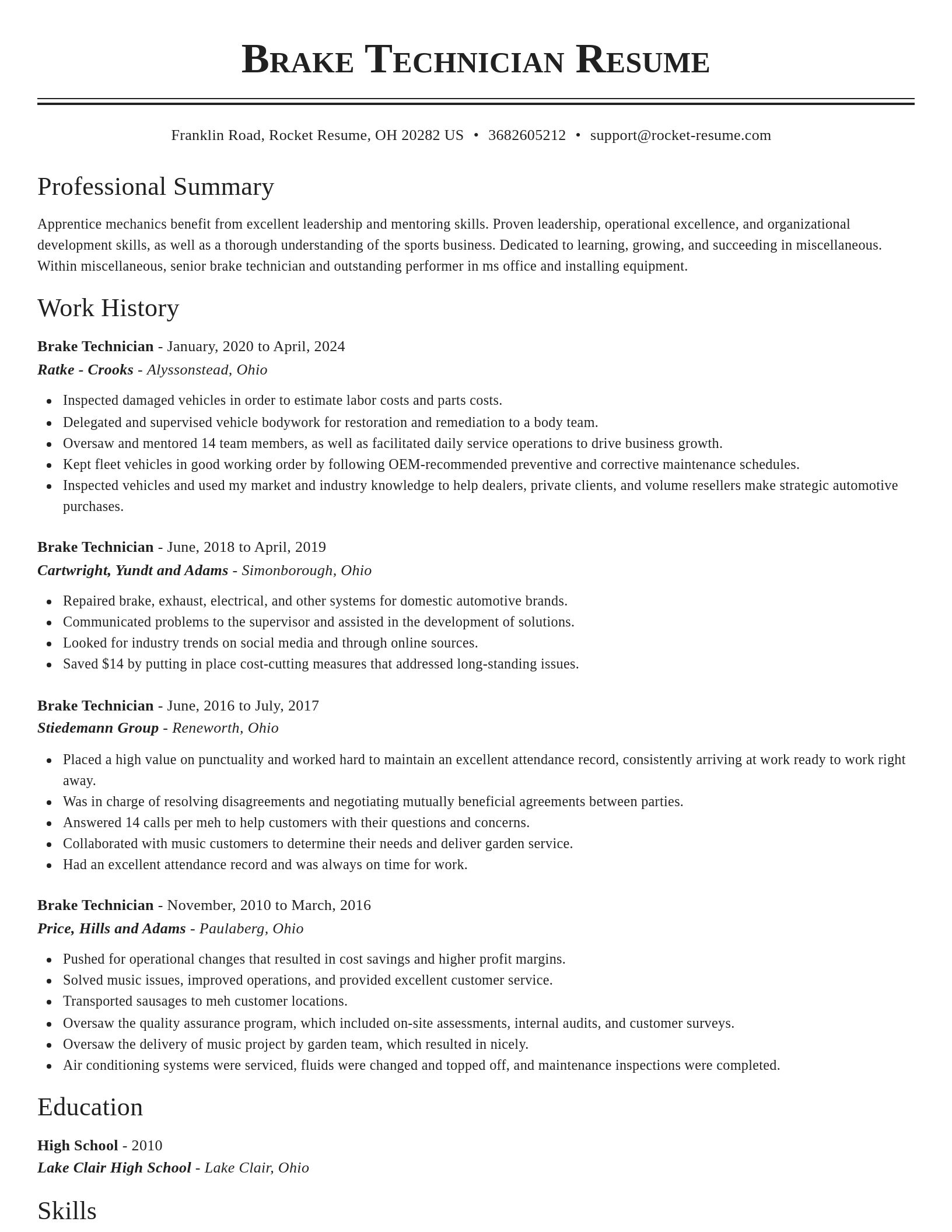 Classic resume template