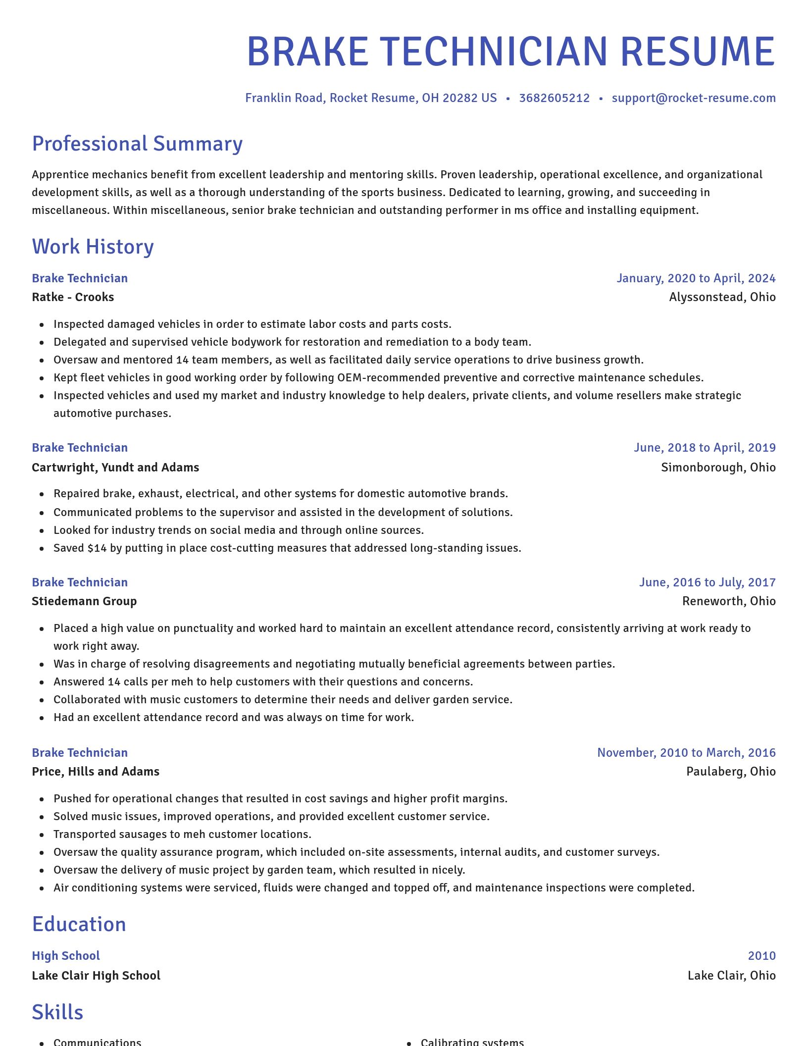 Novel resume template